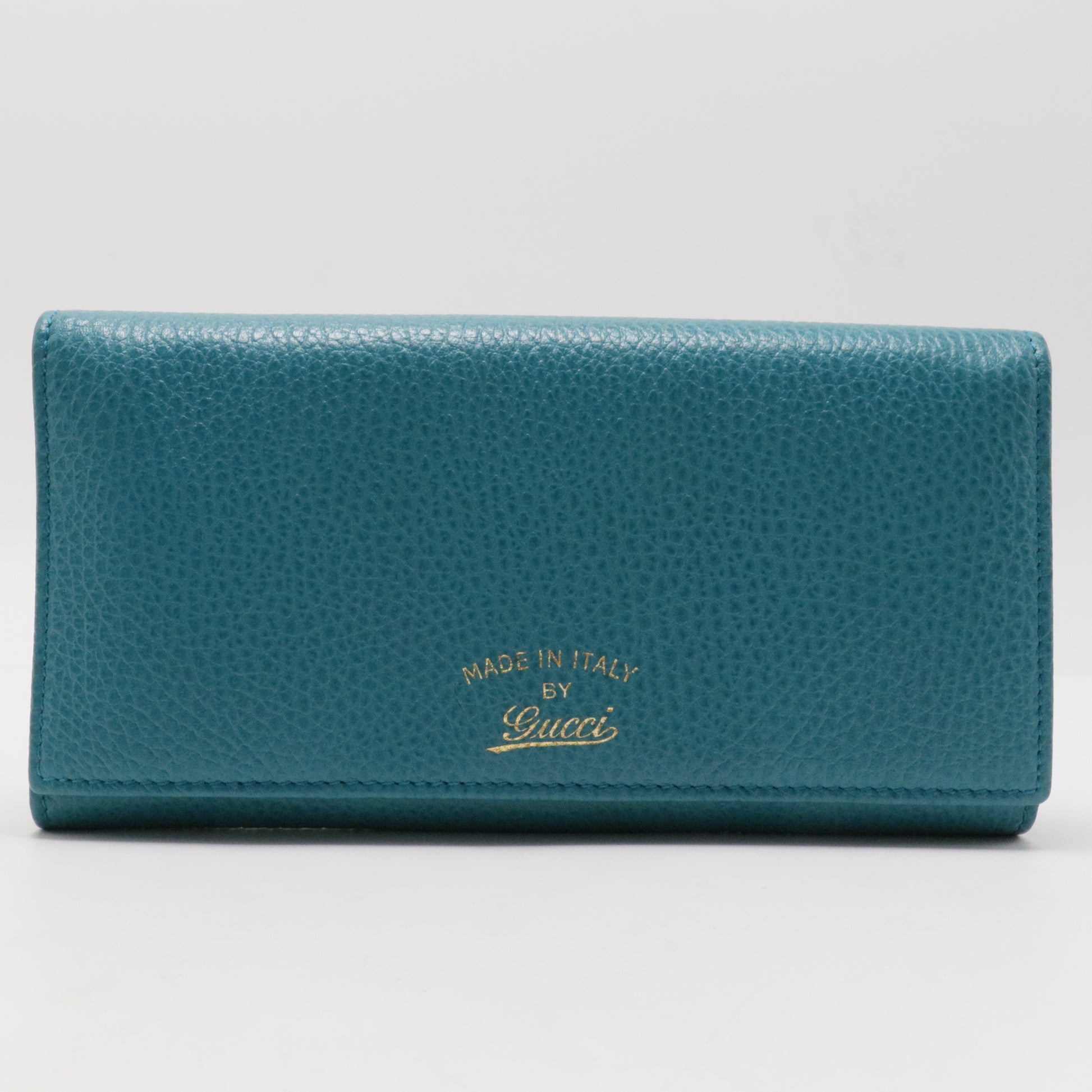 Blue Gucci Leather Swing Continental Wallet