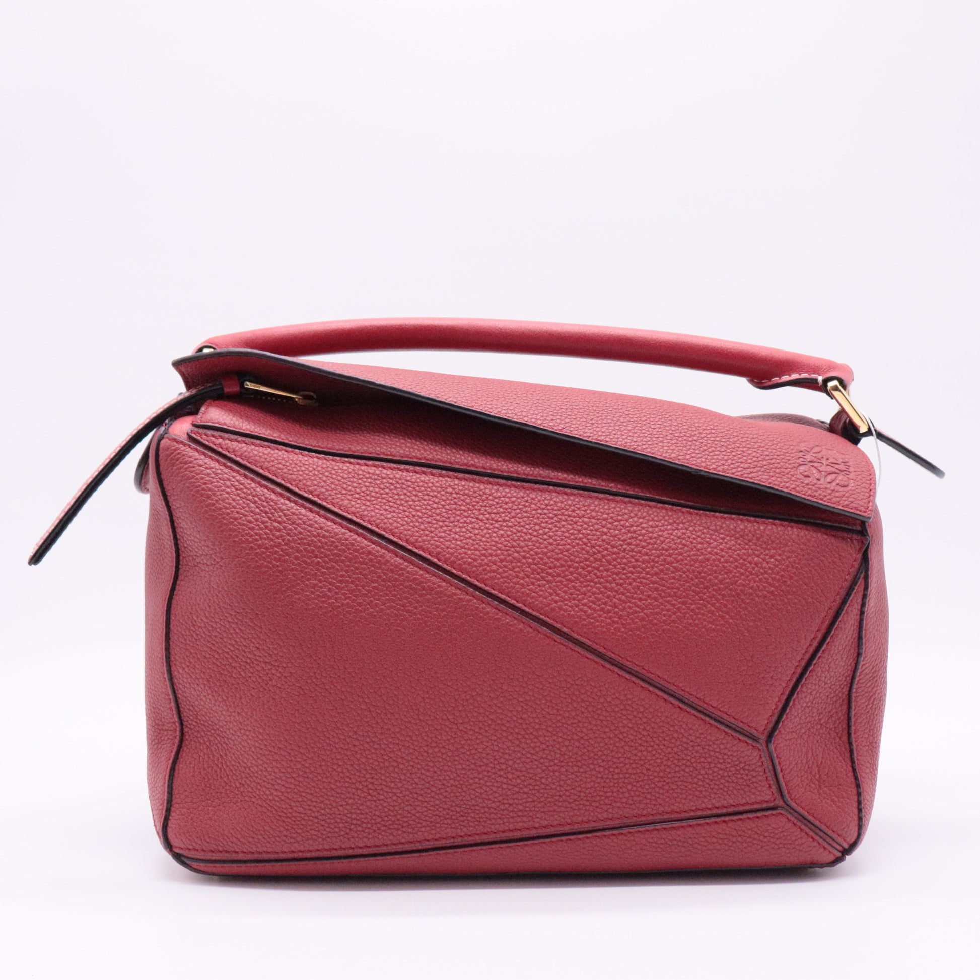 Calfskin Medium Puzzle Bag Wine With Gold Hardware twins