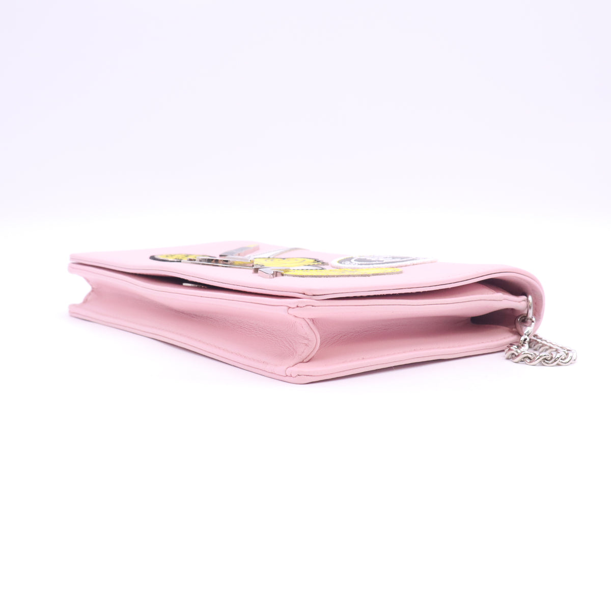 Diorama Wallet on Chain Patch Embellished Leather B24109