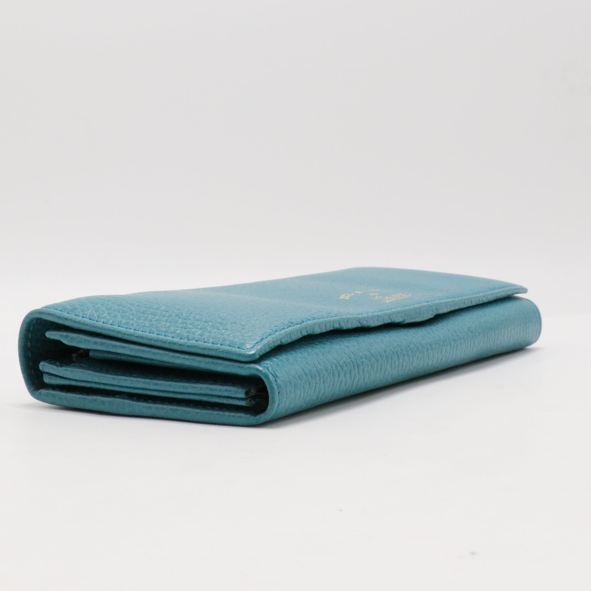 Blue Gucci Leather Swing Continental Wallet