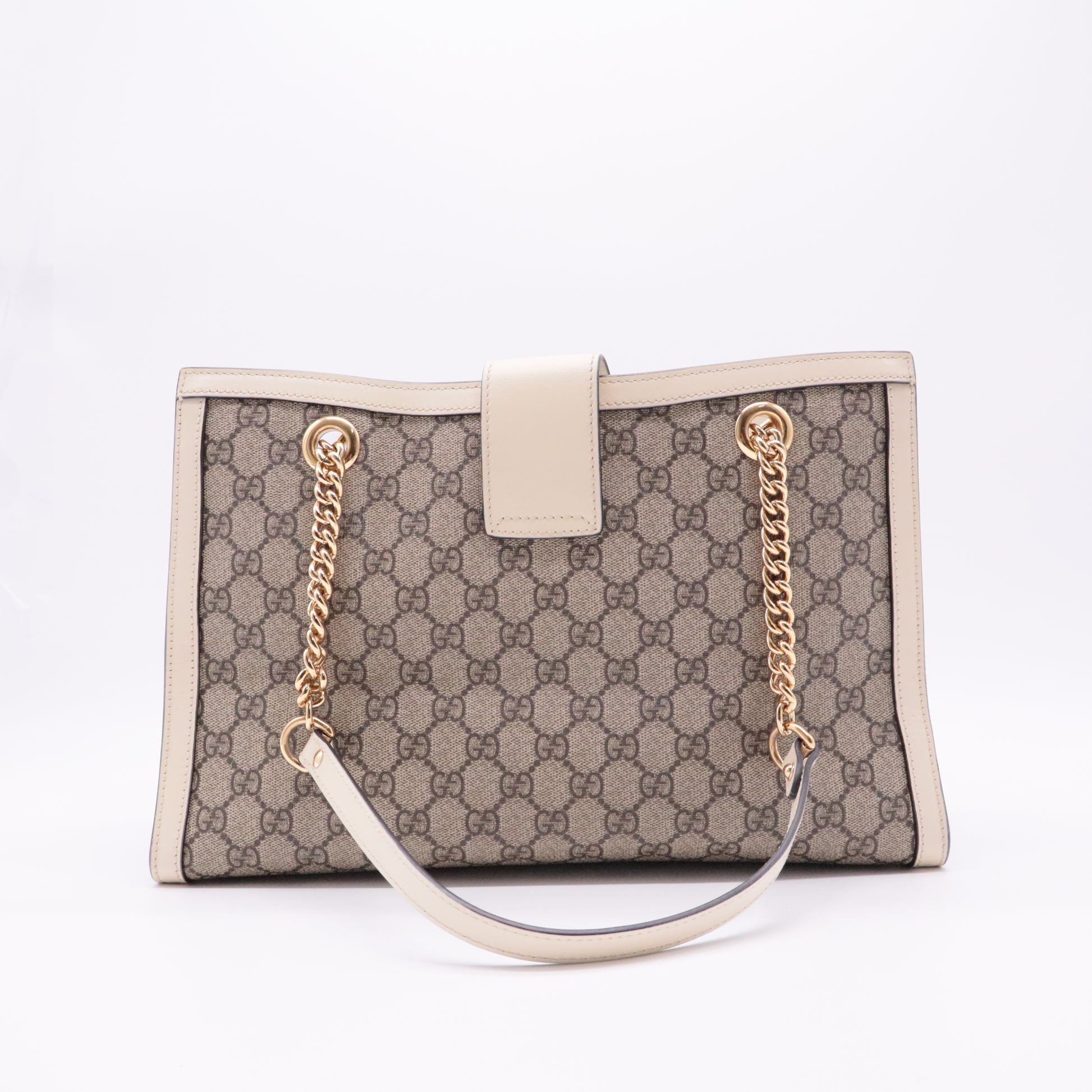 GG Supreme Monogram Medium Padlock Tote White - twins