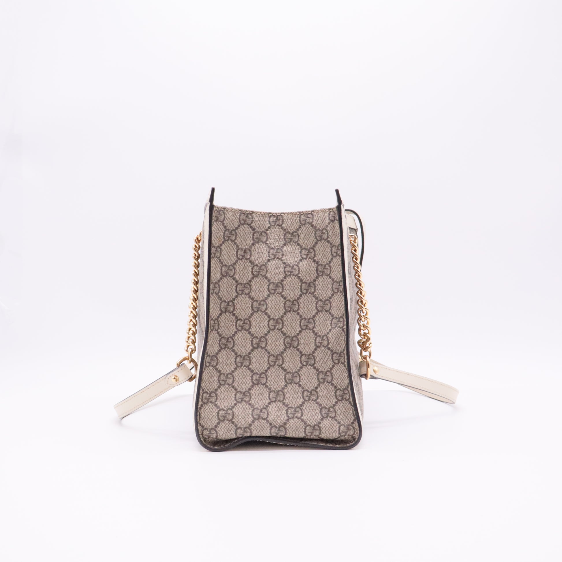 GG Supreme Monogram Medium Padlock Tote White - twins