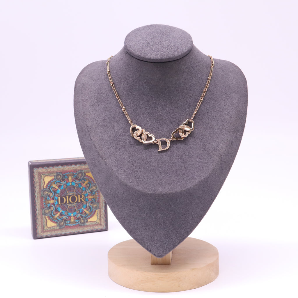 Christian Dior D Logo Intertwined Heart Necklace W21869