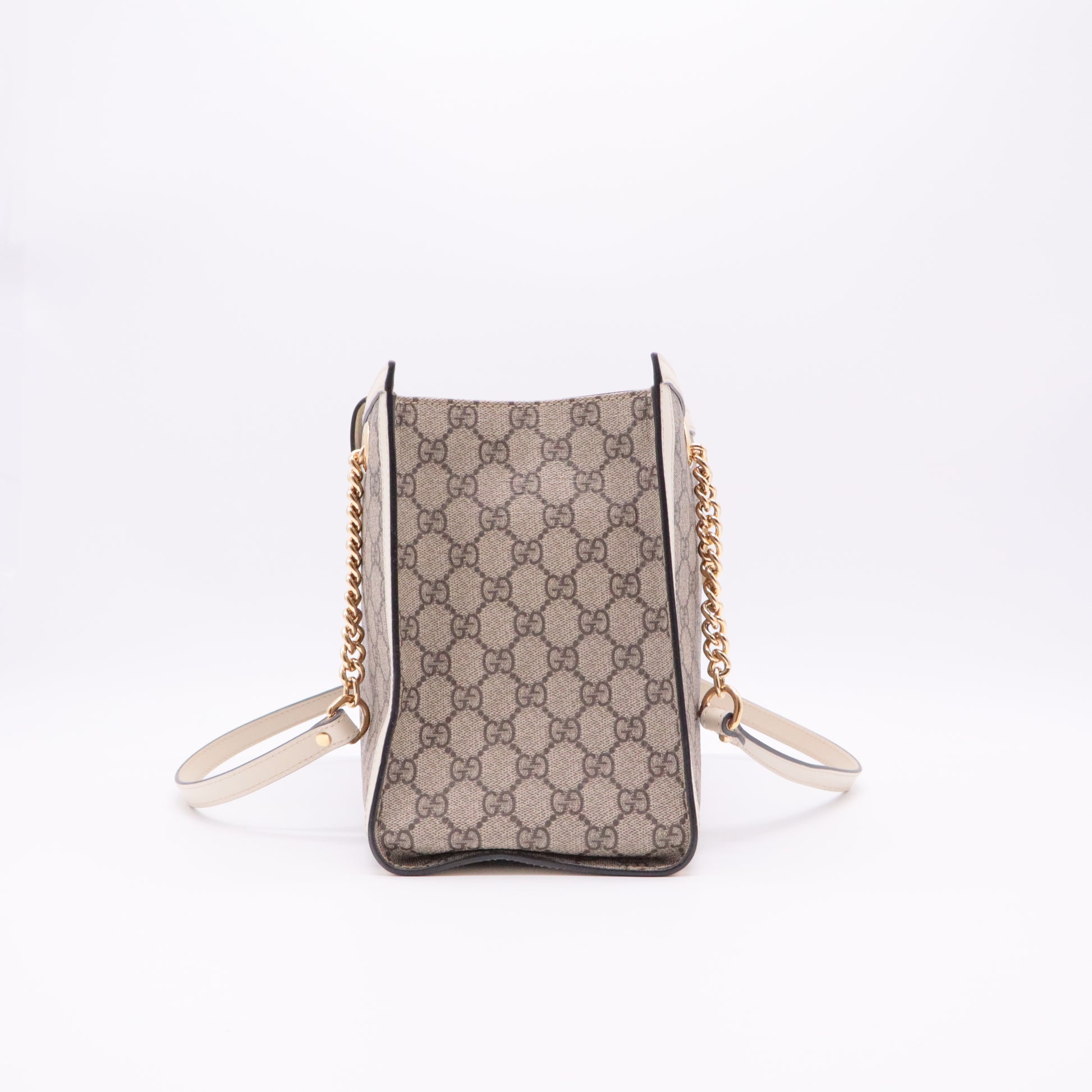 GG Supreme Monogram Medium Padlock Tote White - twins
