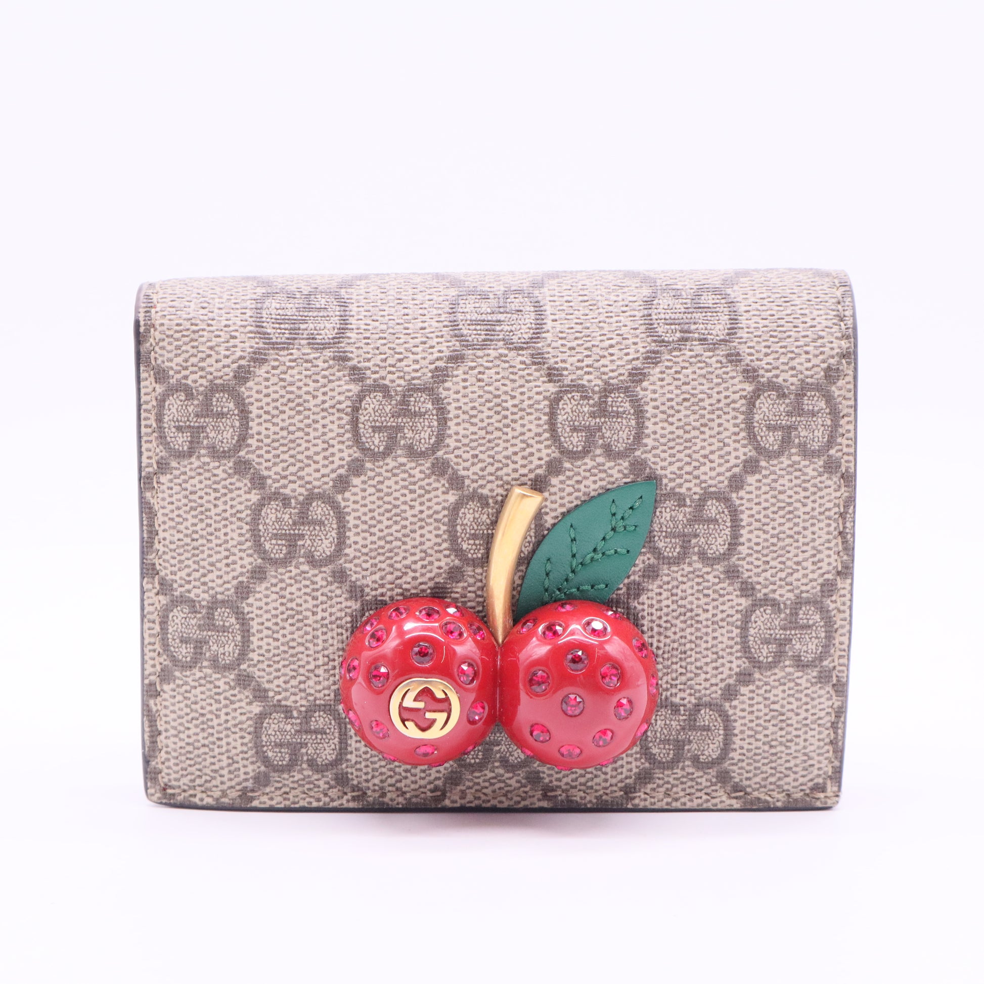 Monogram Cherry Embellished Card Case Wallet - W11056