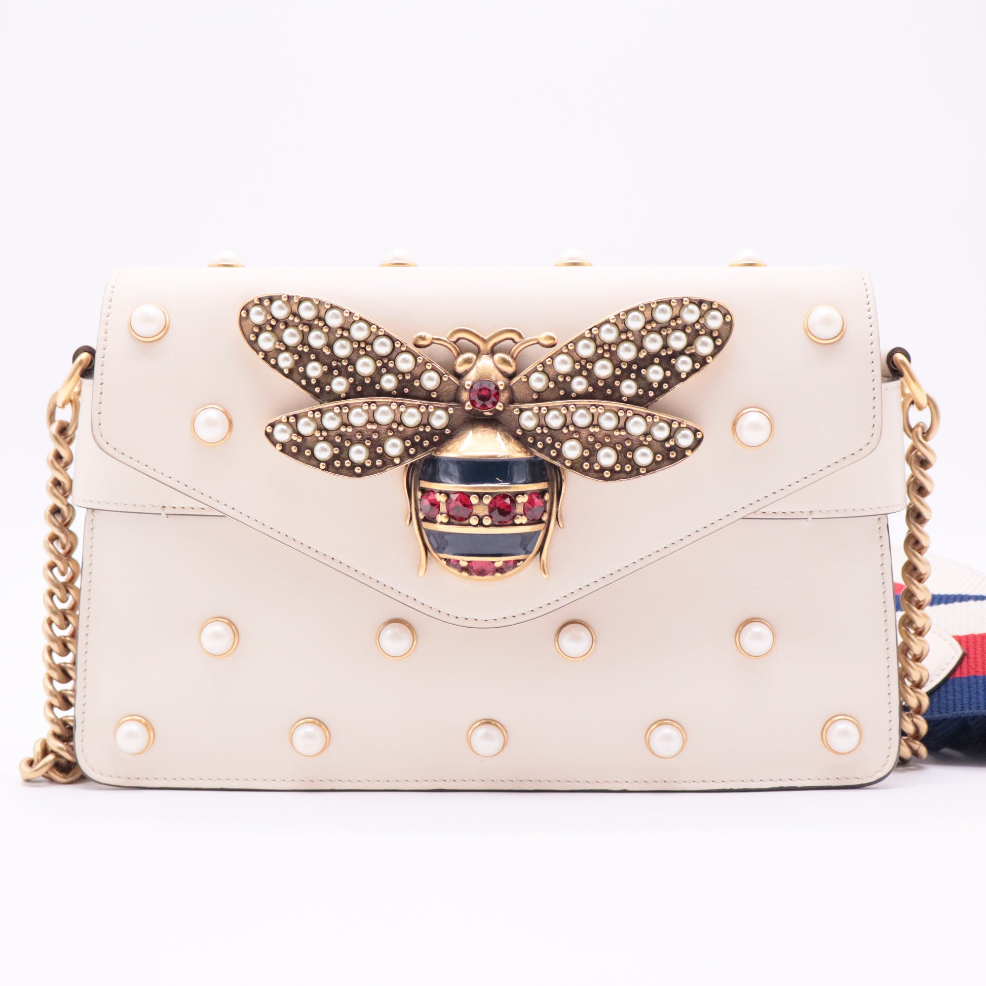 Nappa Pearl Studded Mini Queen Margaret Broadway Shoulder Bag