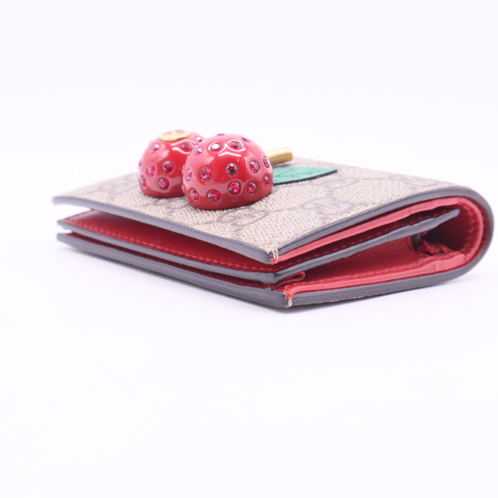 Monogram Cherry Embellished Card Case Wallet - W11056