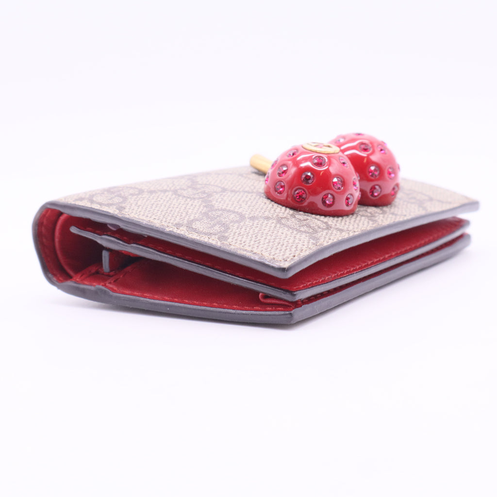 Monogram Cherry Embellished Card Case Wallet - W11056