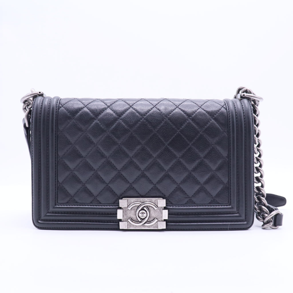 Boy Flap Bag Quilted Caviar Old Medium