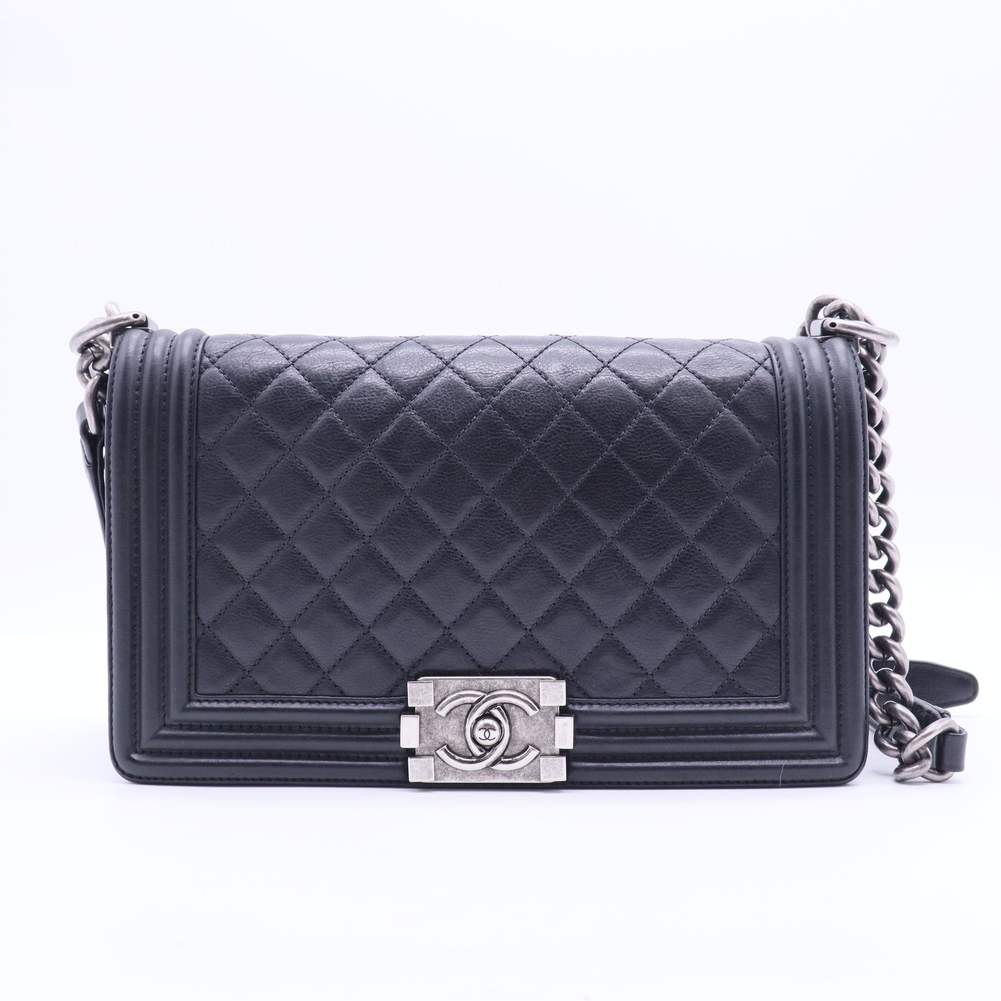 Boy Flap Bag Quilted Caviar Old Medium