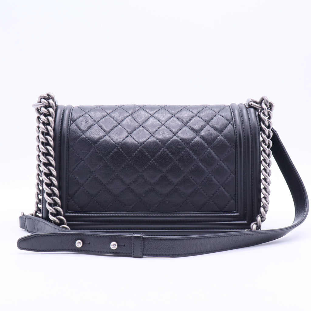 Boy Flap Bag Quilted Caviar Old Medium