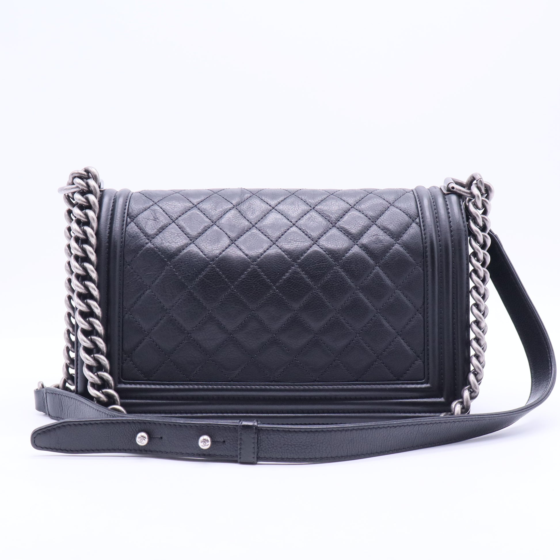Boy Flap Bag Quilted Caviar Old Medium