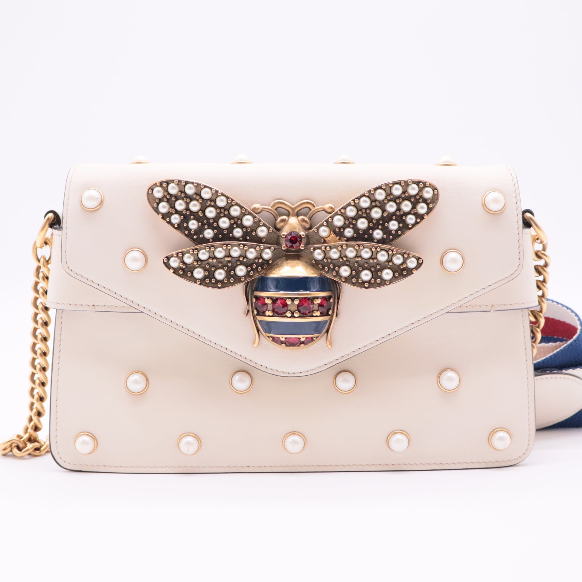 Nappa Pearl Studded Mini Queen Margaret Broadway Shoulder Bag