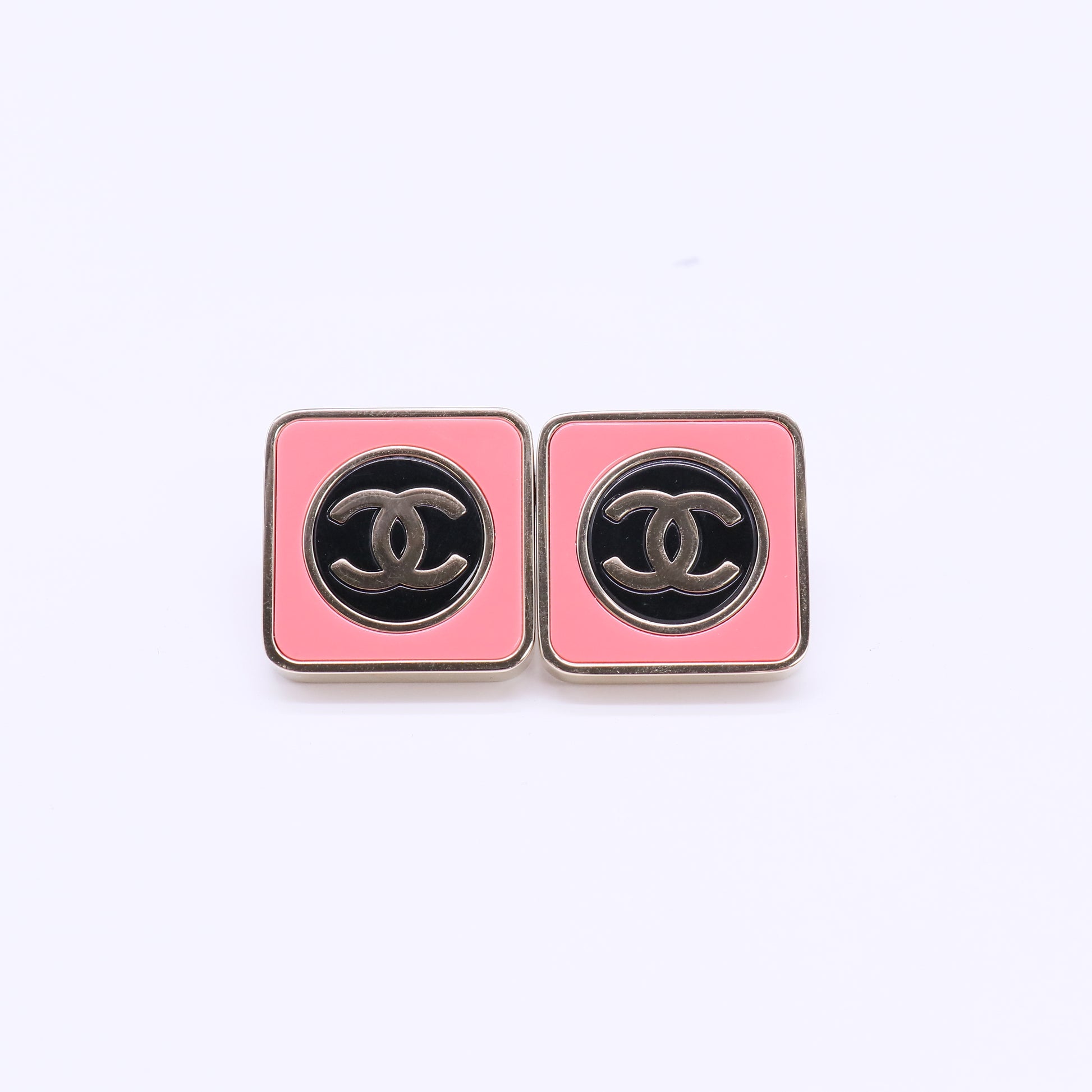 Chanel CC Square Enamel Stud Earrings W22163