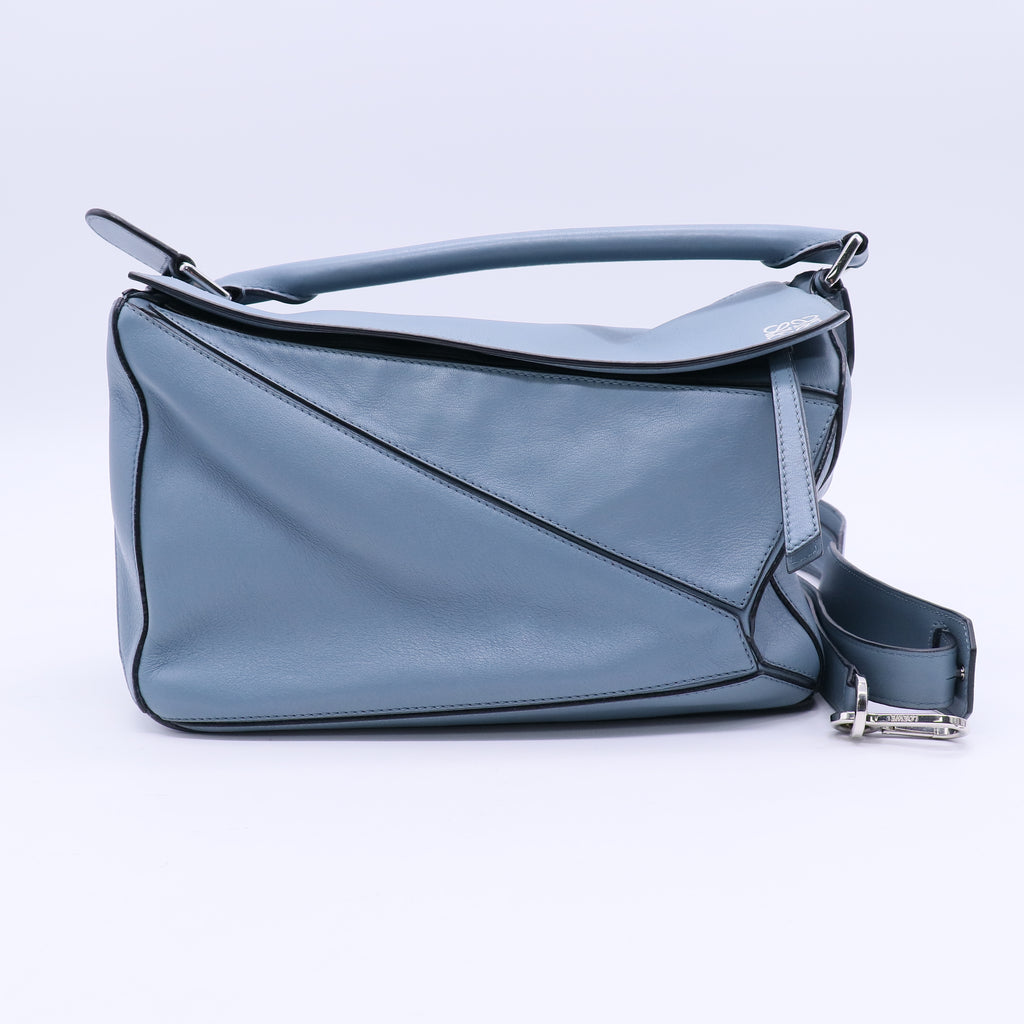 Calfskin Medium Puzzle Bag Stone Blue  TWINS B21089