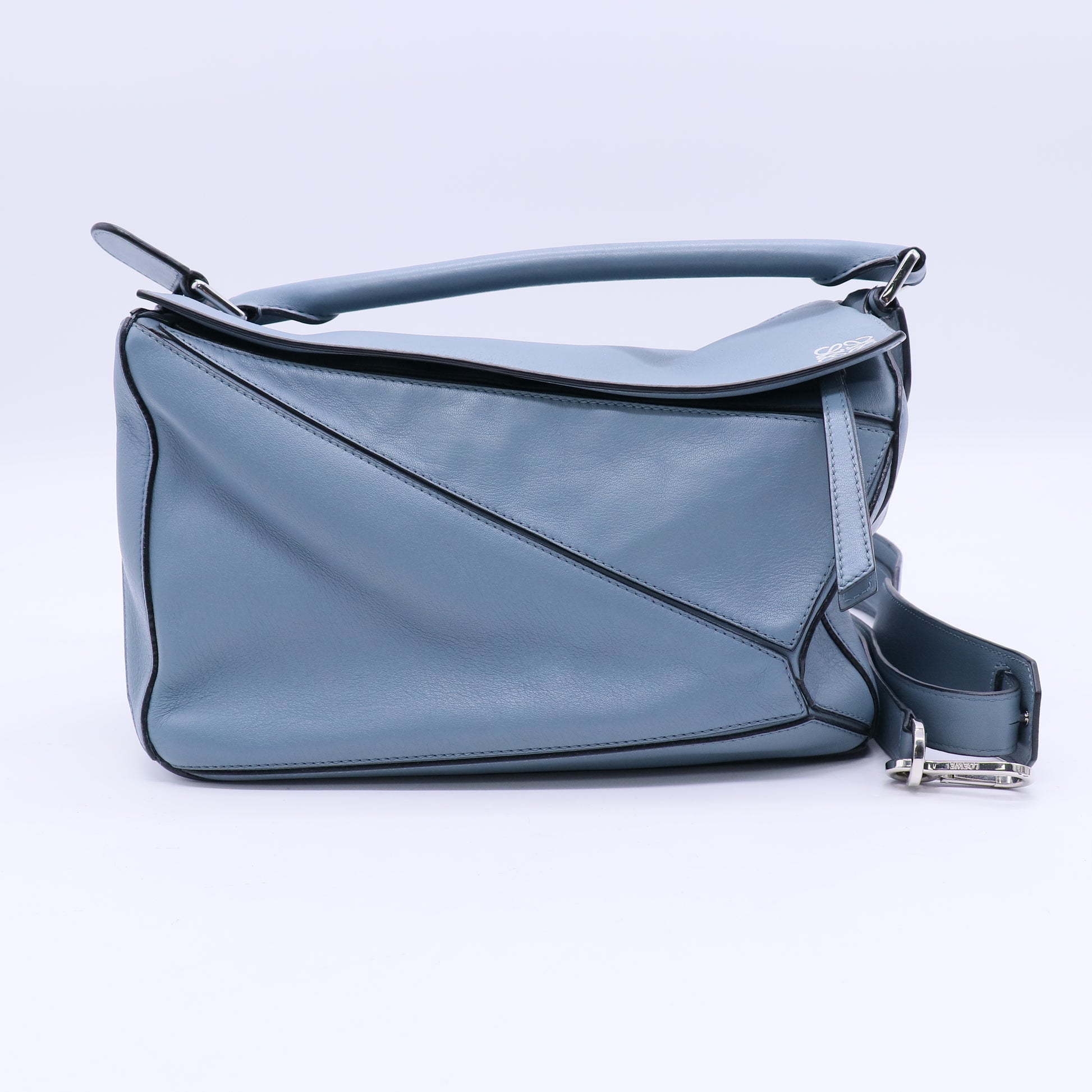 Calfskin Medium Puzzle Bag Stone Blue  TWINS B21089