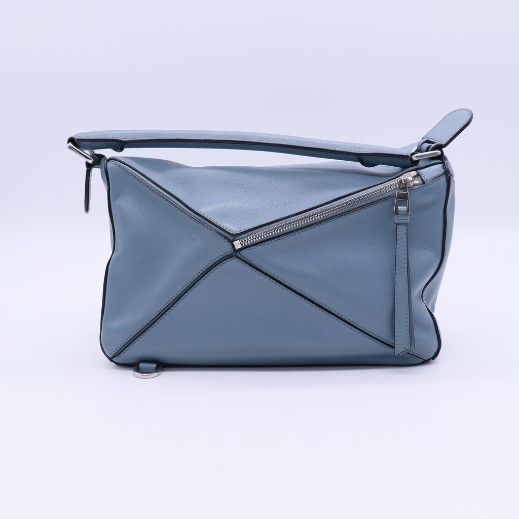 Calfskin Medium Puzzle Bag Stone Blue  TWINS B21089