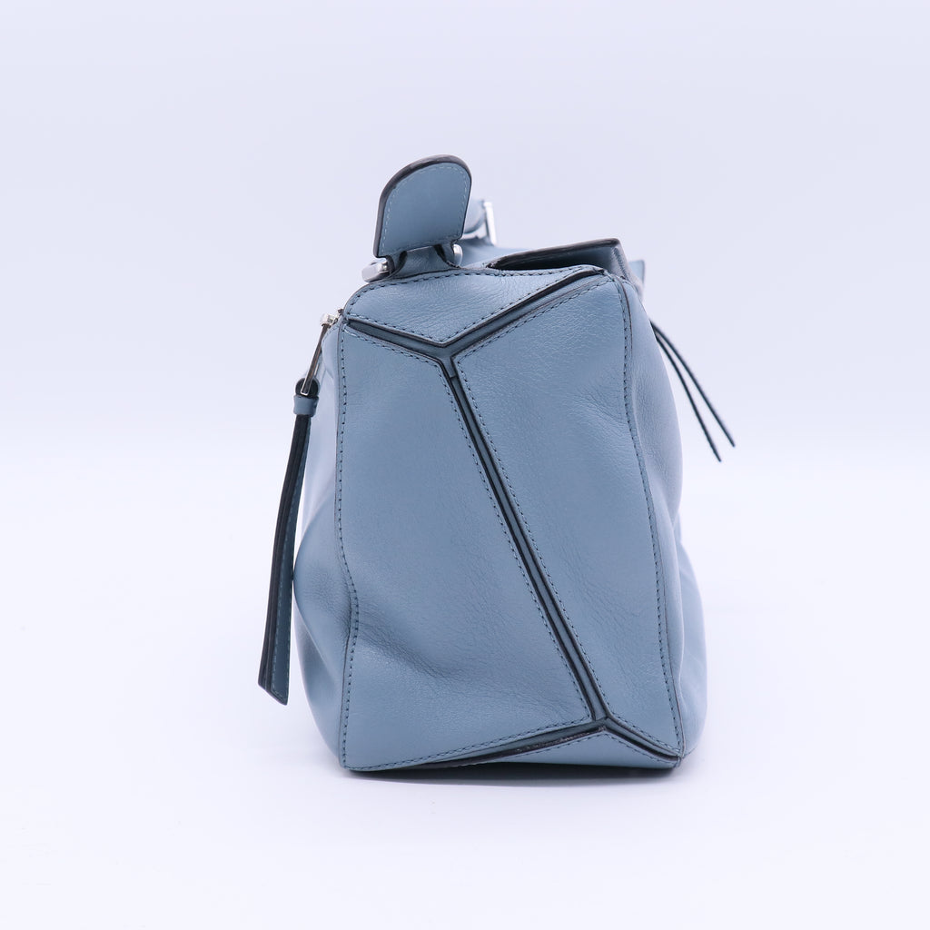 Calfskin Medium Puzzle Bag Stone Blue  TWINS B21089