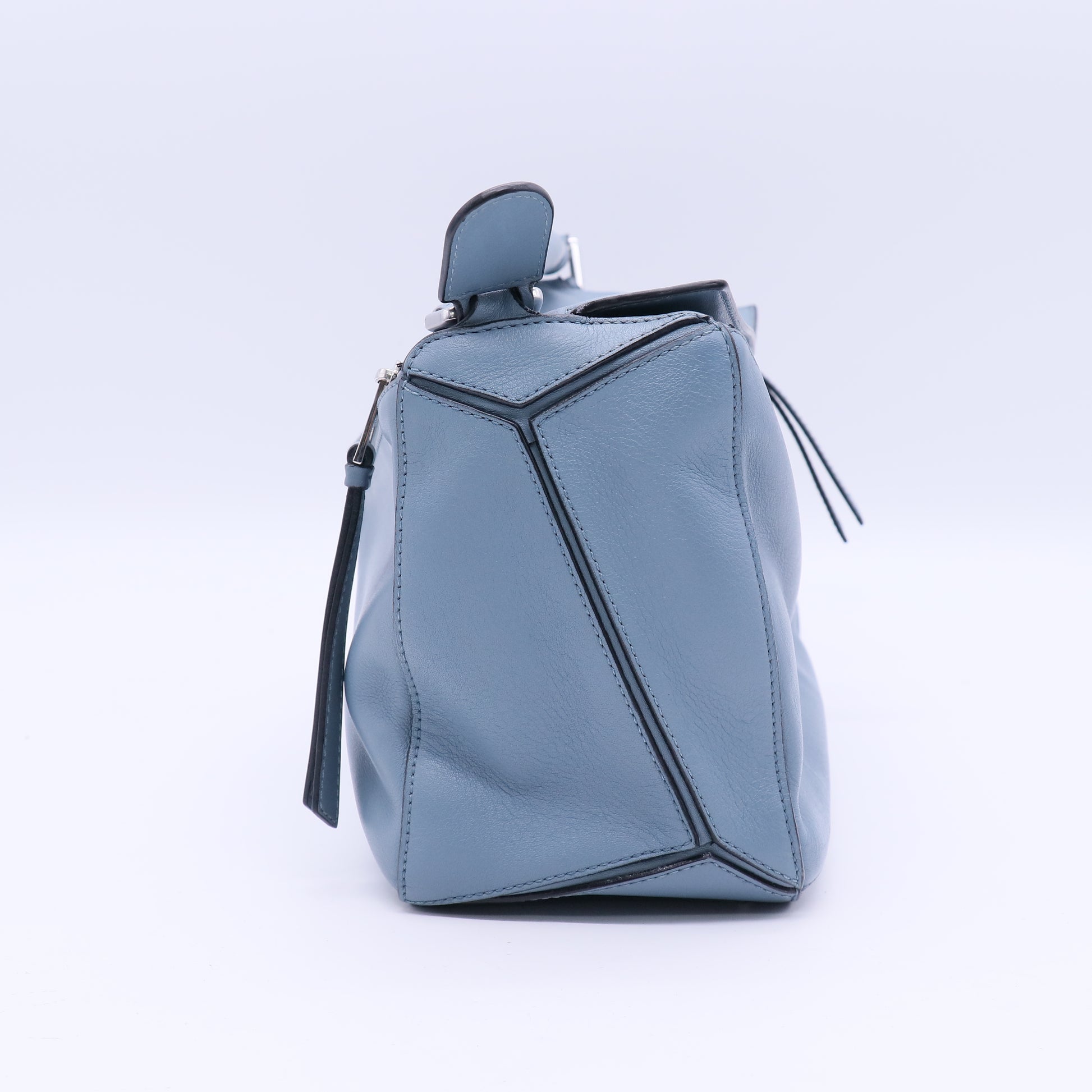 Calfskin Medium Puzzle Bag Stone Blue  TWINS B21089