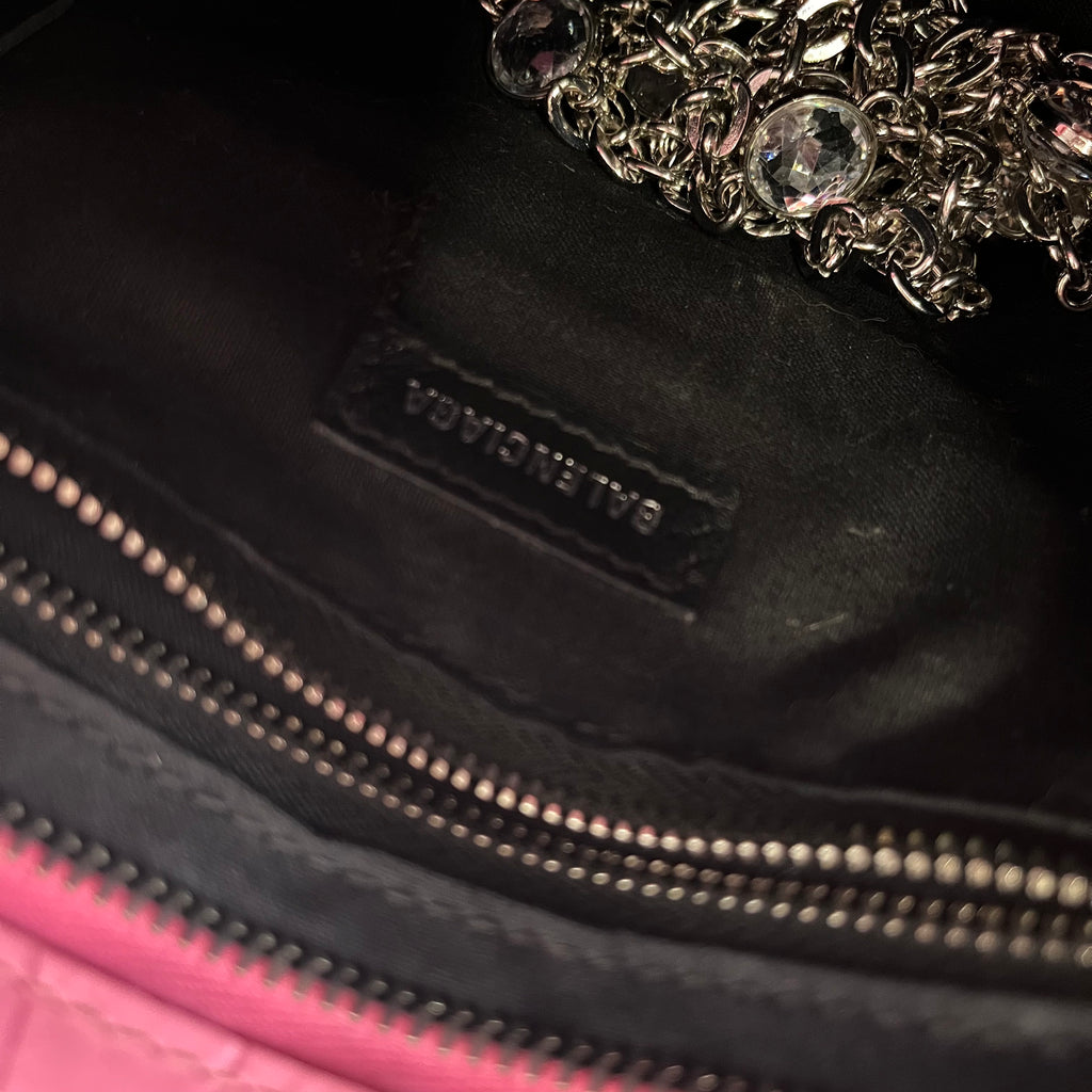 Calfskin Crocodile Embossed Classic Silver Hardware Mini City Baby Pink twins