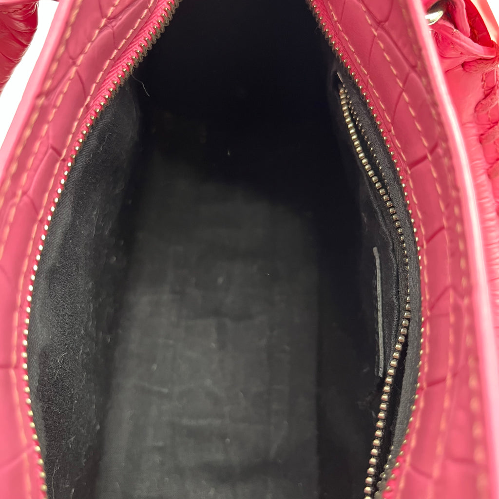 Calfskin Crocodile Embossed Classic Silver Hardware Mini City Baby Pink twins