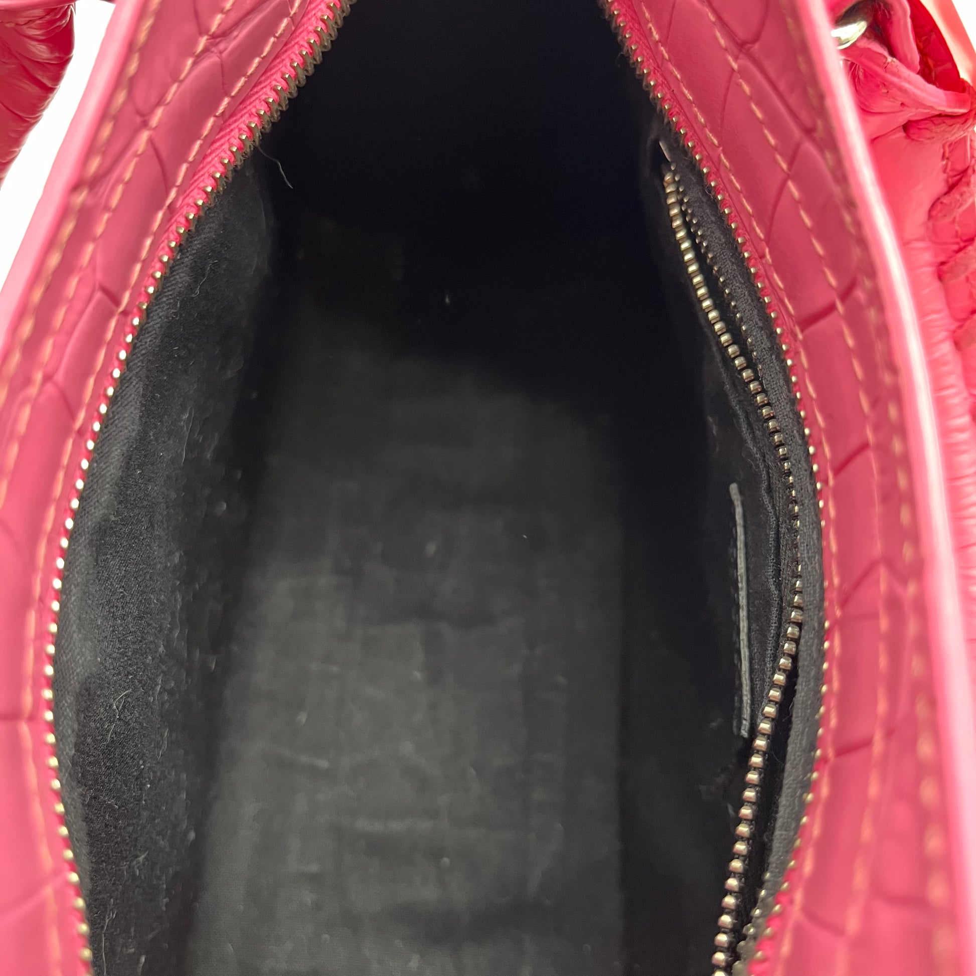 Calfskin Crocodile Embossed Classic Silver Hardware Mini City Baby Pink twins