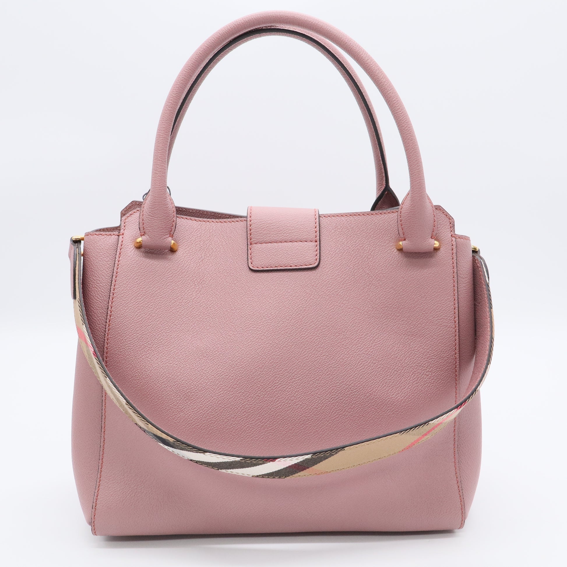 Burberry Dusty Pink Grained Leather Medium Buckle Tote Bag Twins B20458