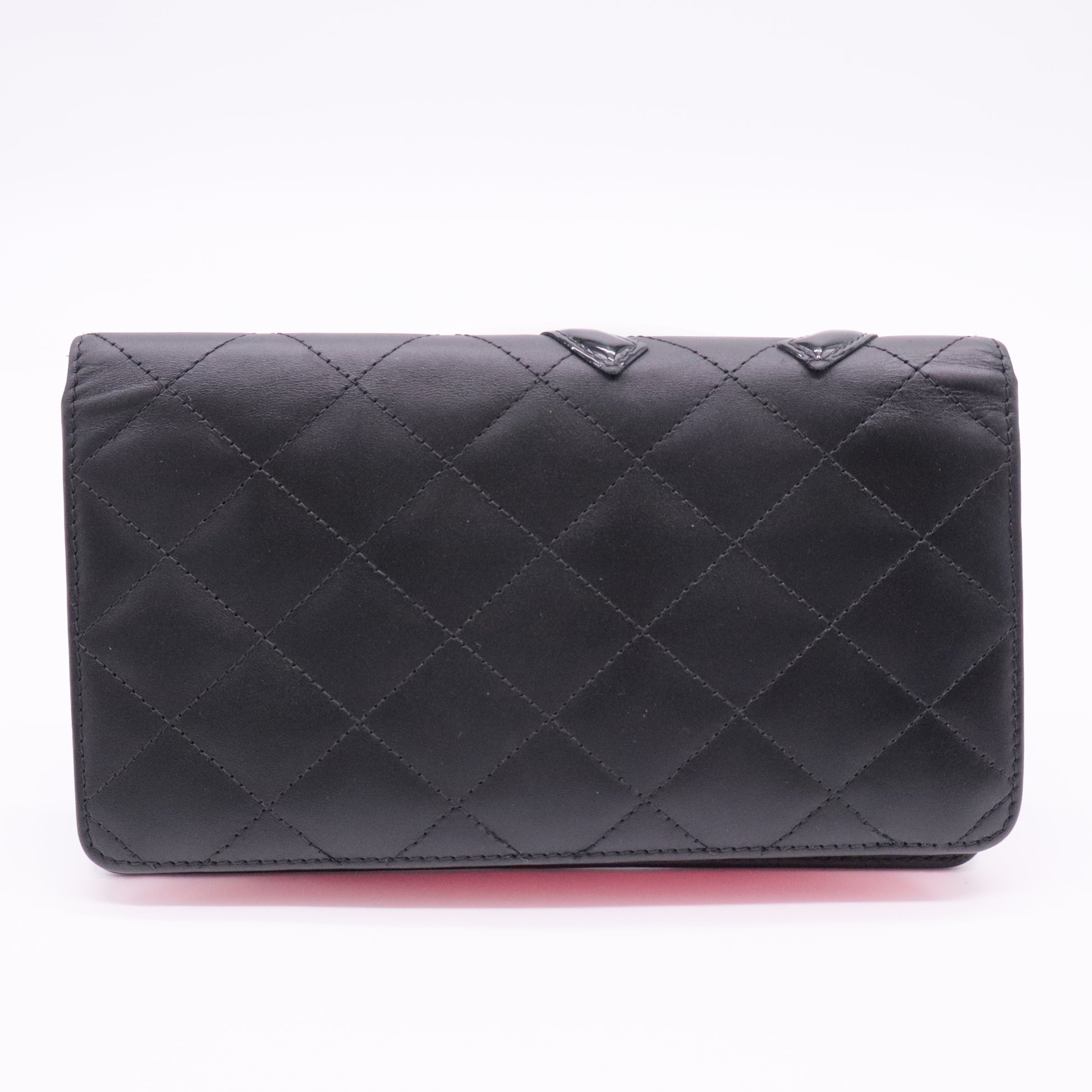Black Quilted Leather Cambon Ligne Yen Long Wallet