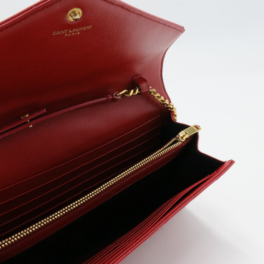 Classic Monogram Wallet on Chain Matelasse Chevron Leather Medium
