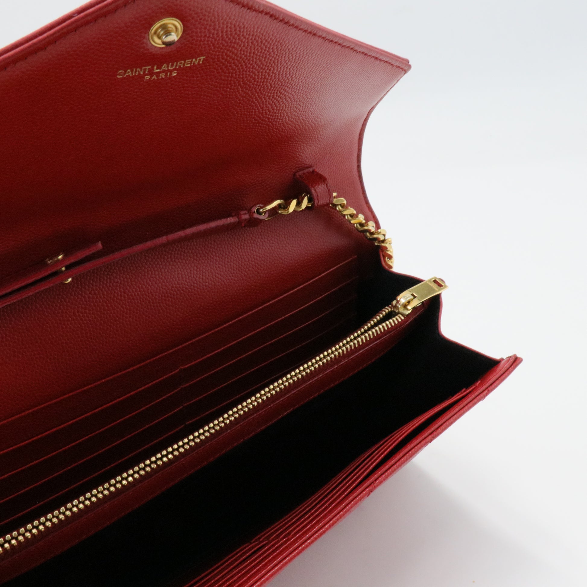 Classic Monogram Wallet on Chain Matelasse Chevron Leather Medium