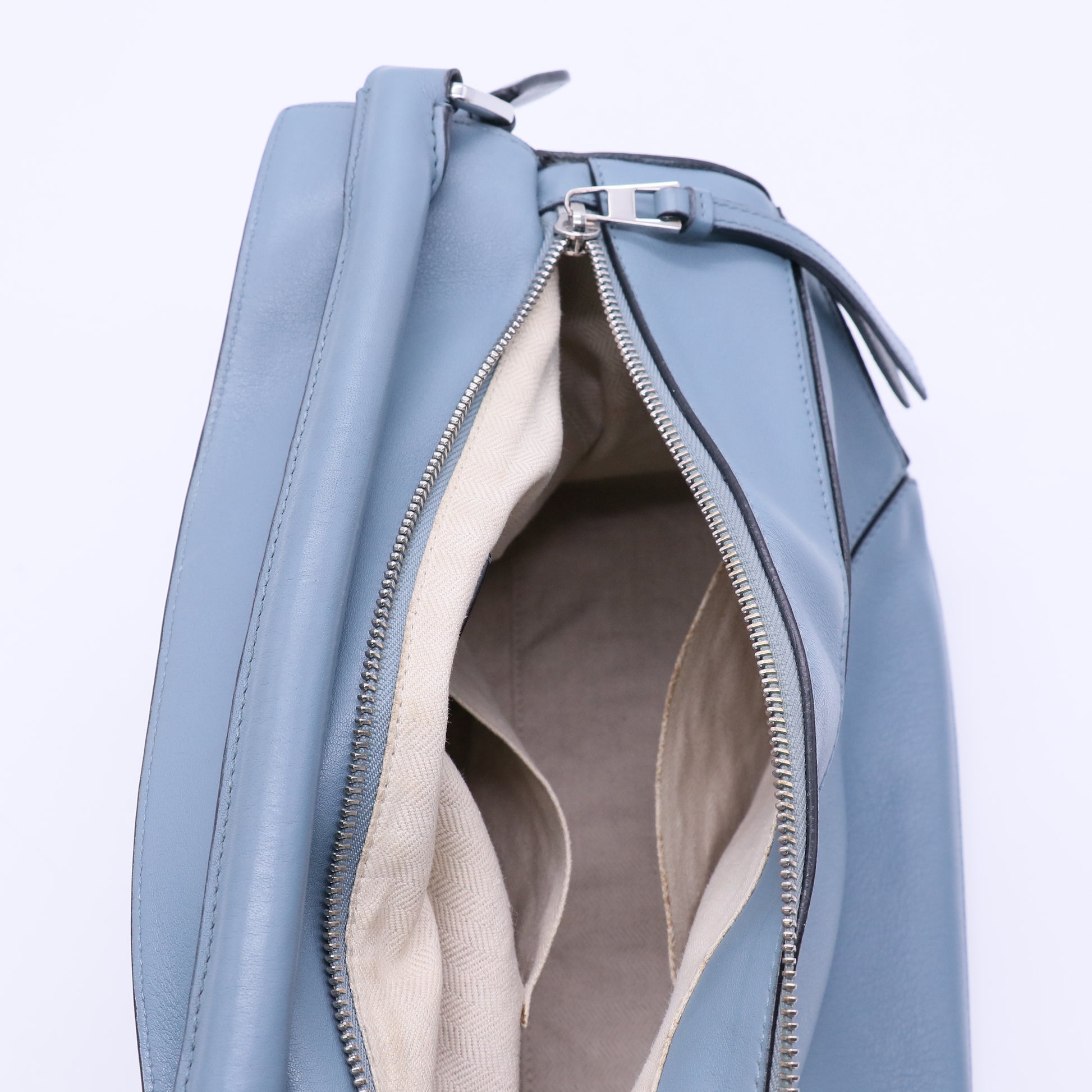 Calfskin Medium Puzzle Bag Stone Blue  TWINS B21089