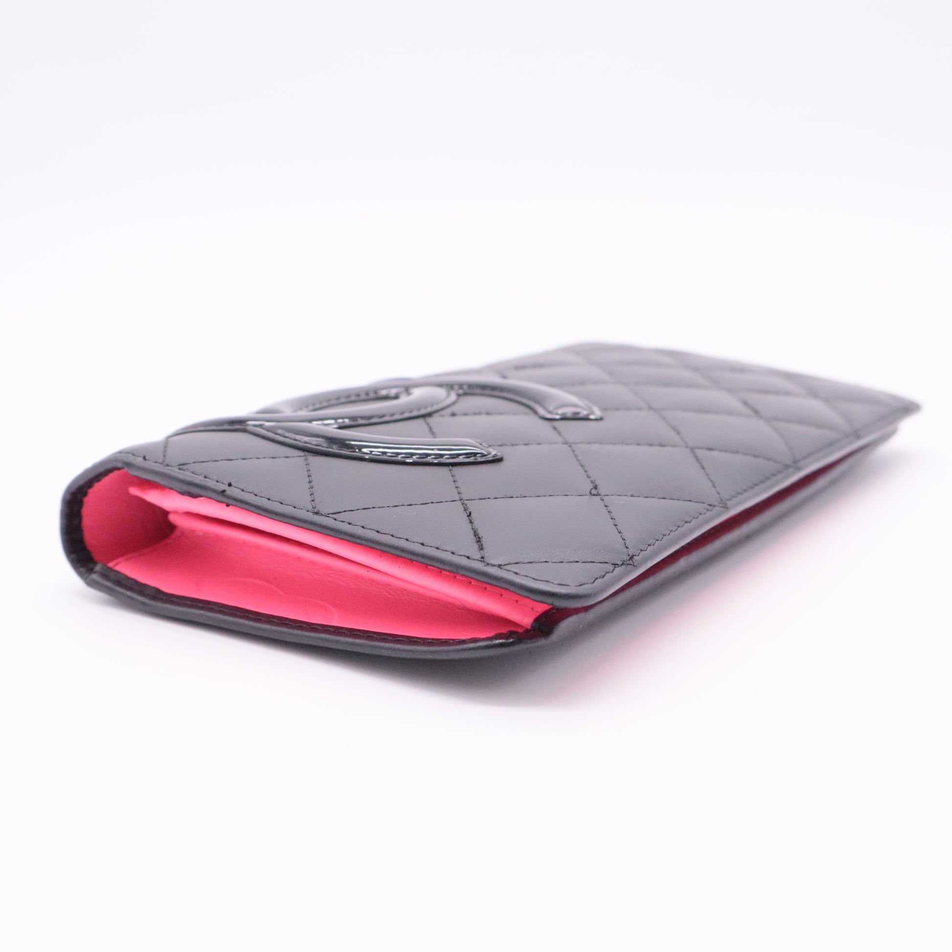 Black Quilted Leather Cambon Ligne Yen Long Wallet