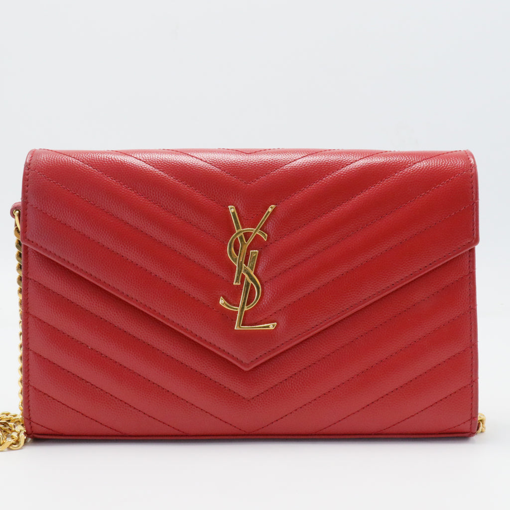 Classic Monogram Wallet on Chain Matelasse Chevron Leather Medium