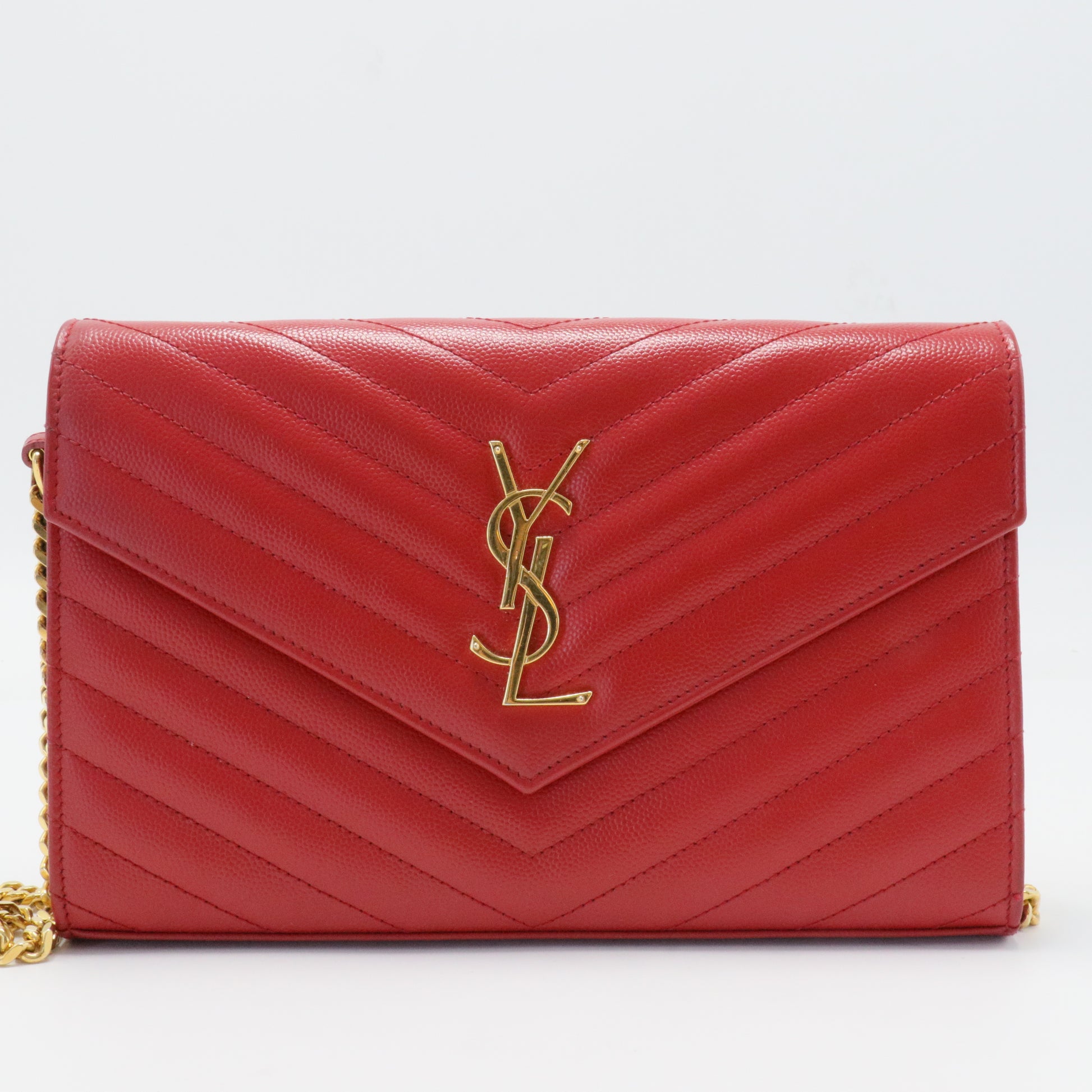 Classic Monogram Wallet on Chain Matelasse Chevron Leather Medium
