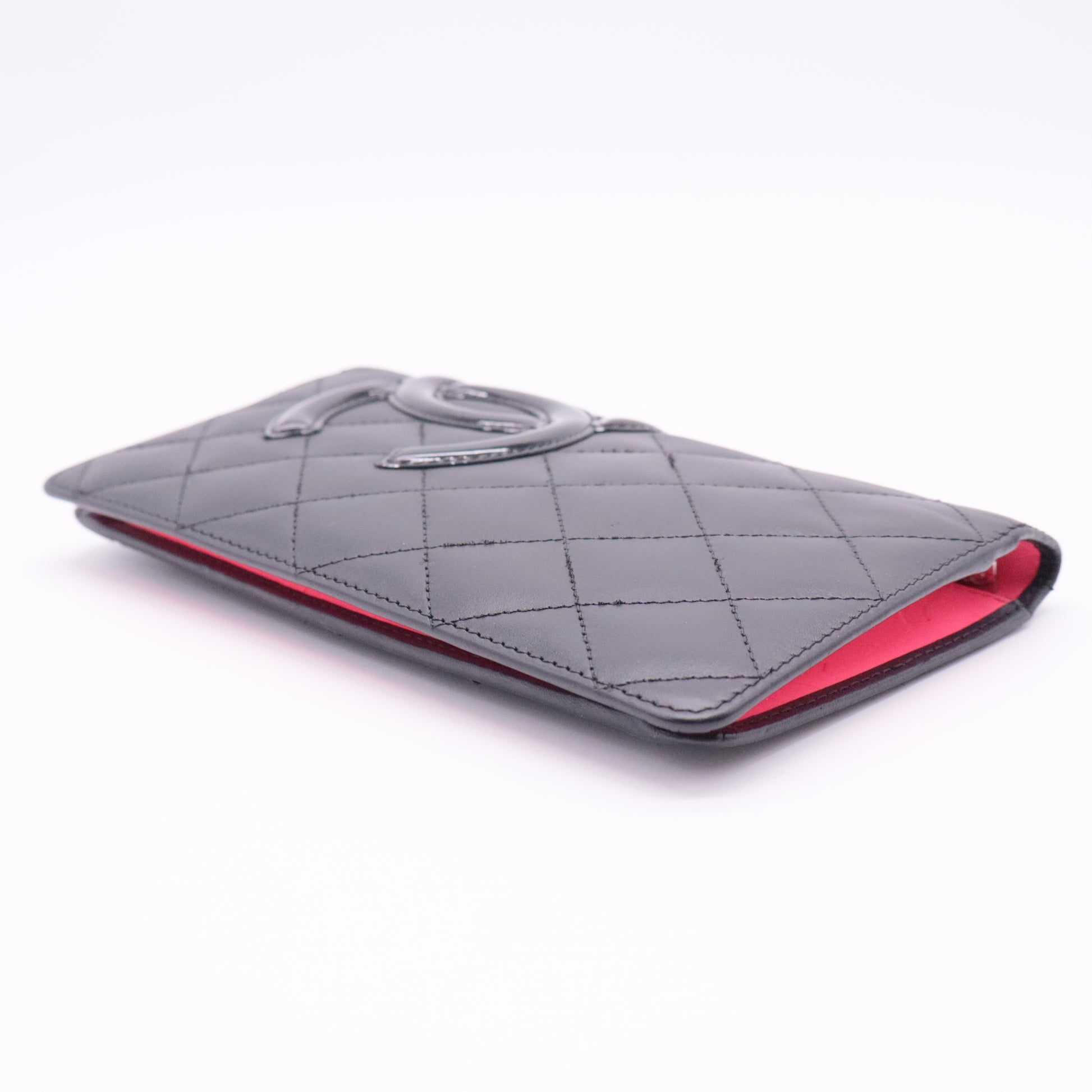 Black Quilted Leather Cambon Ligne Yen Long Wallet