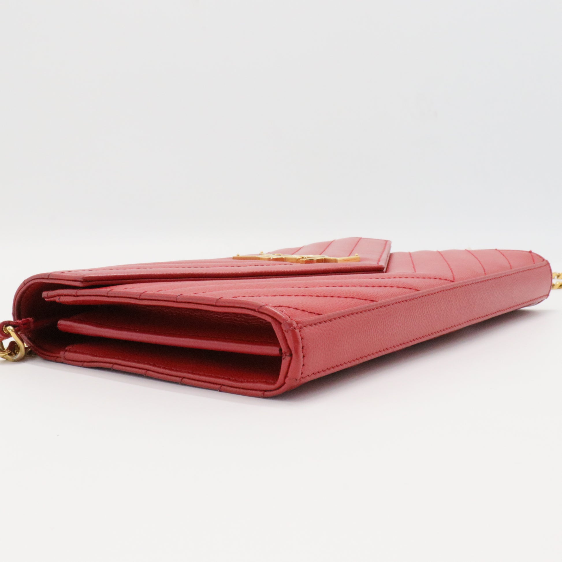 Classic Monogram Wallet on Chain Matelasse Chevron Leather Medium