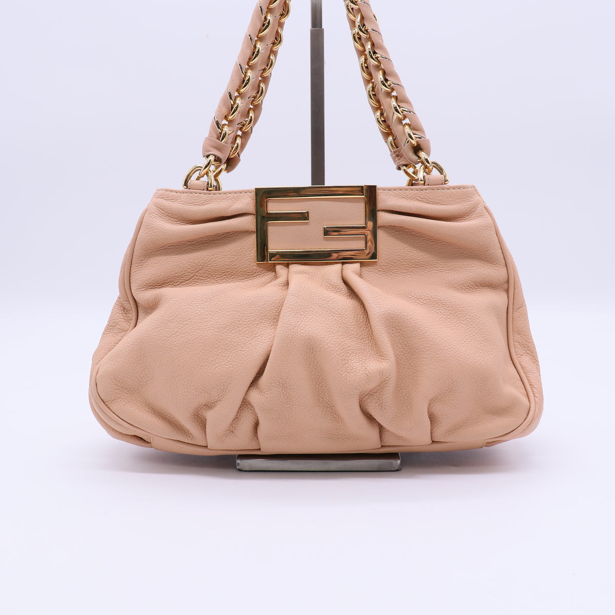 Fendi Beige Leather Mia Agnello Bag twins B21450