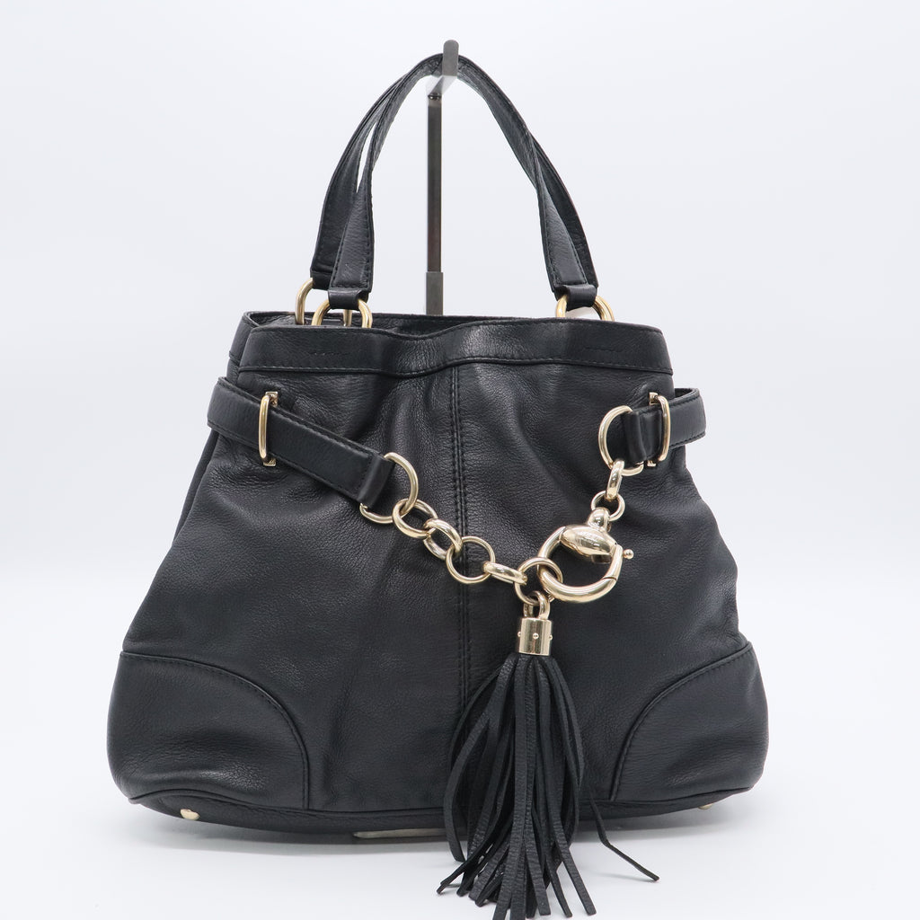 Gucci Black Leather Sienna Tote Bag