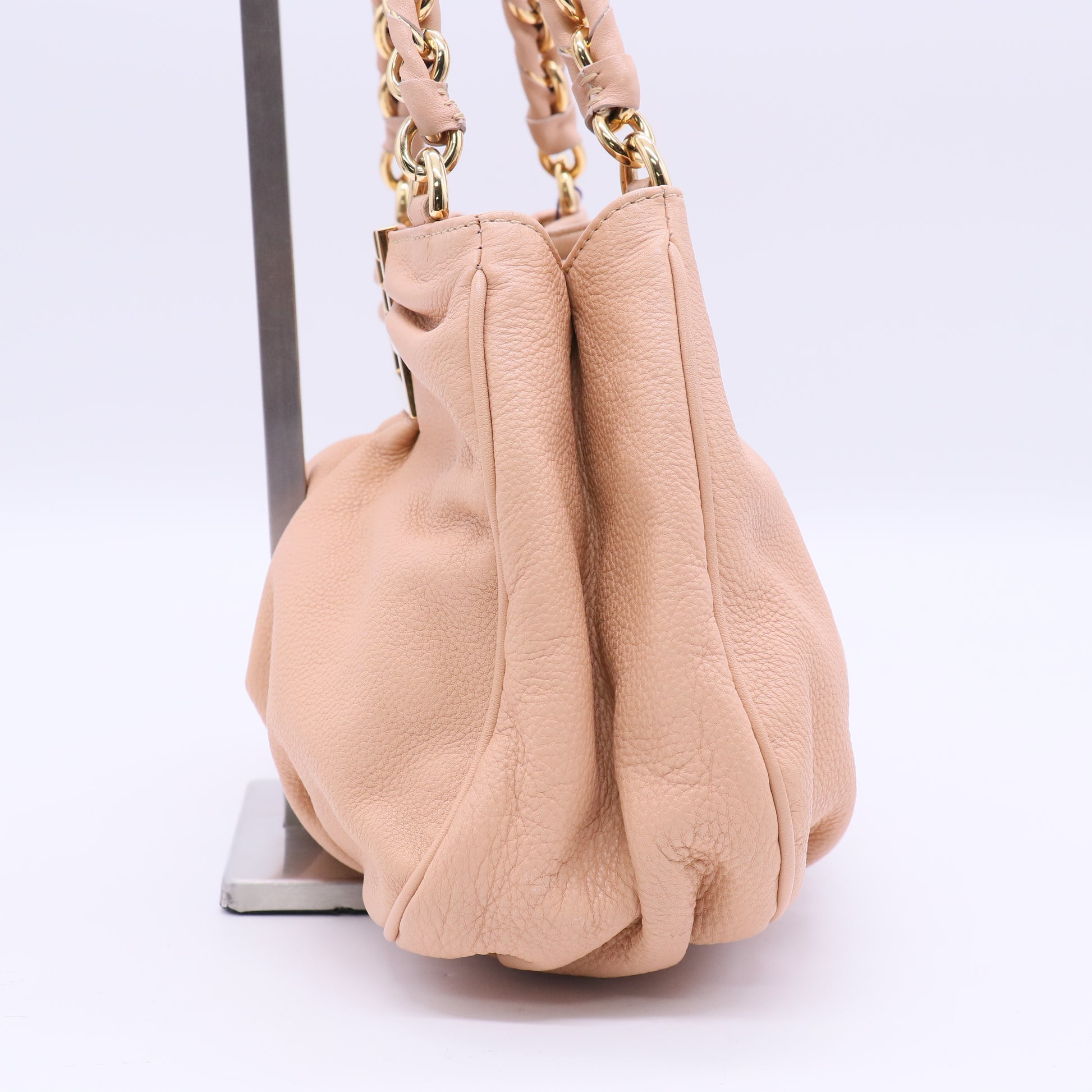 Fendi Beige Leather Mia Agnello Bag twins B21450