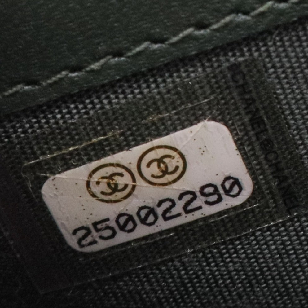 Chanel Green Chevron Leather Boy Wallet