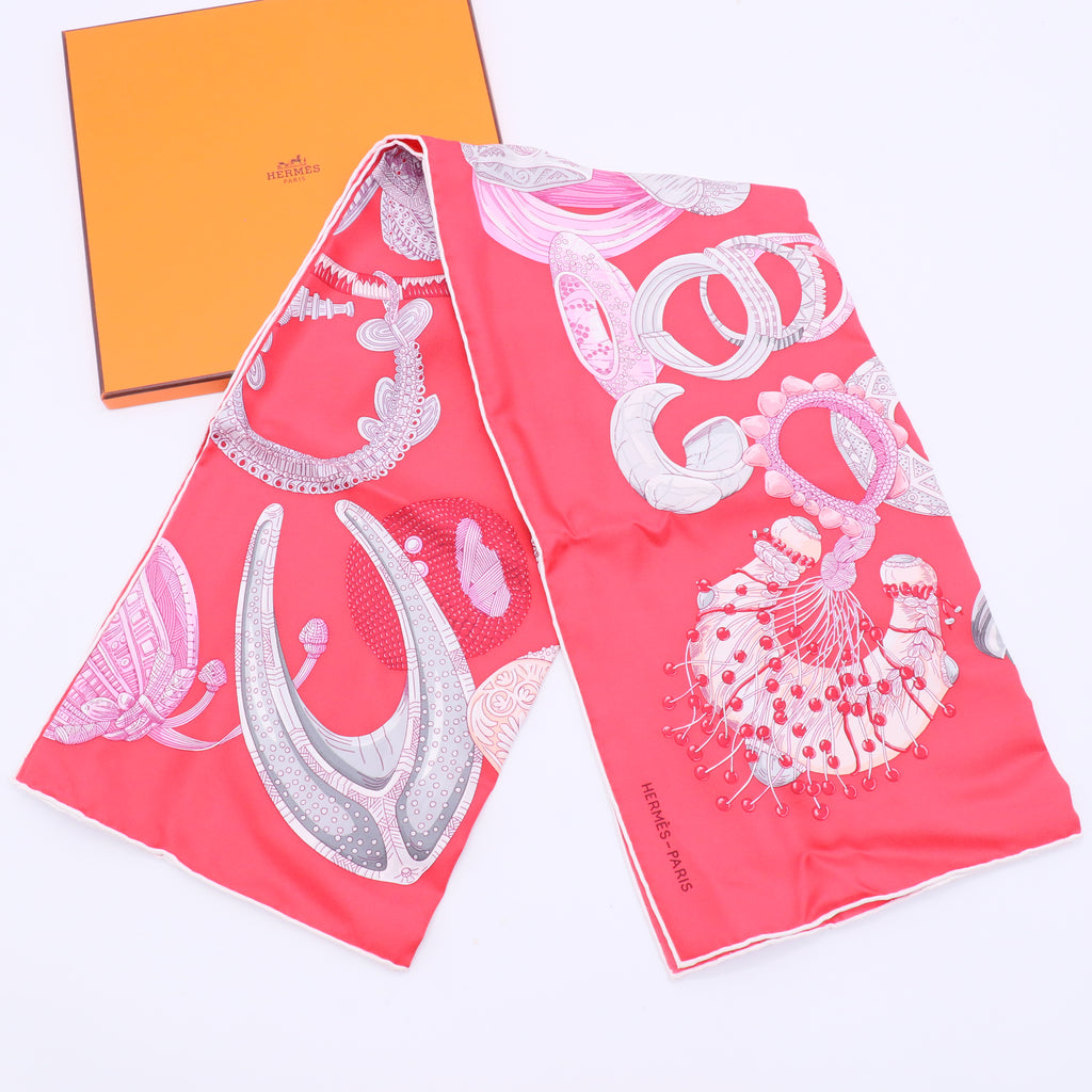 Hermes Red Della Cavalleria Favolosa Silk Scarf Twins LDJ2442