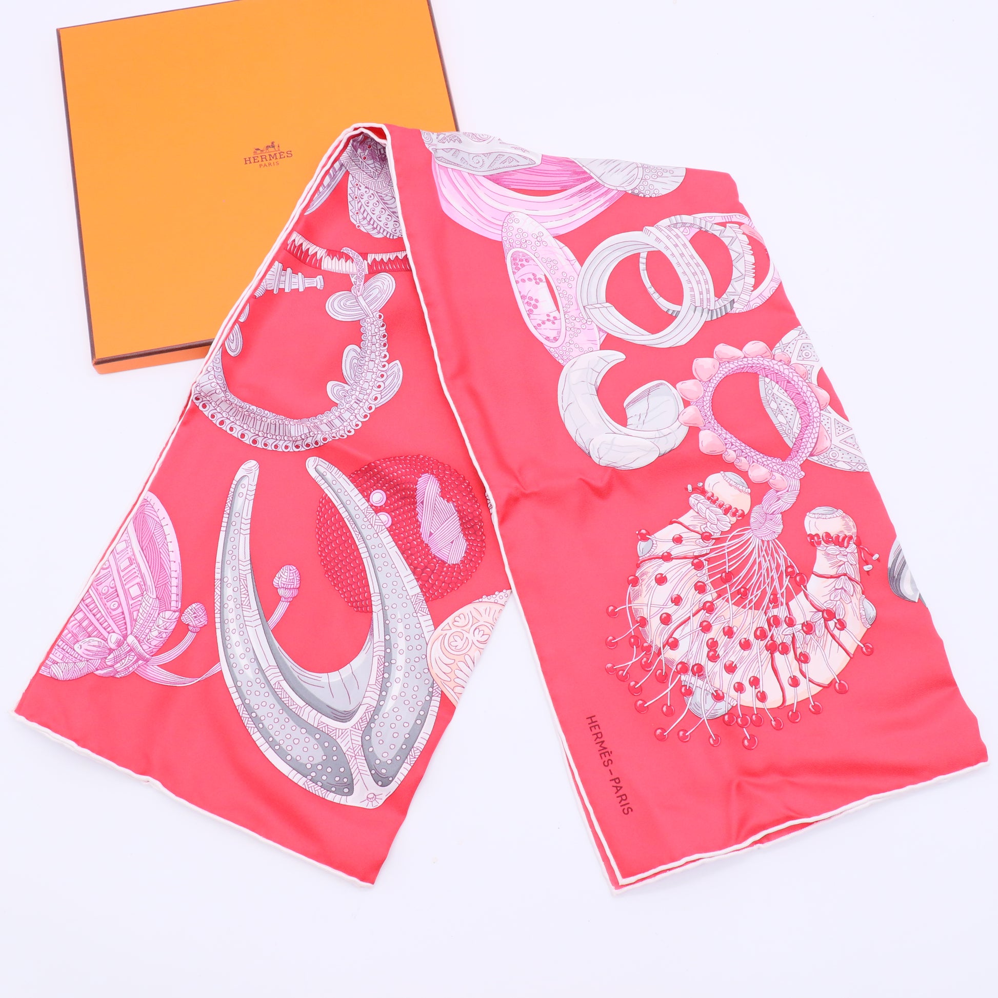Hermes Red Della Cavalleria Favolosa Silk Scarf Twins LDJ2442