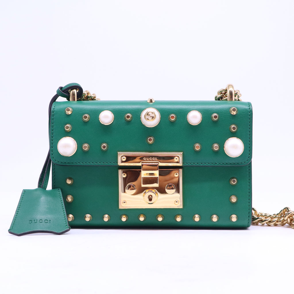 Pearly Padlock Shoulder Bag Studded Leather Small B21193