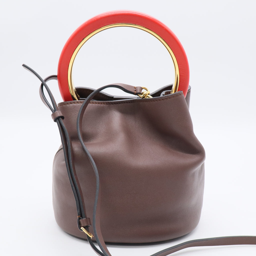 Marni Brown Leather Pannier Bucket Bag B20551
