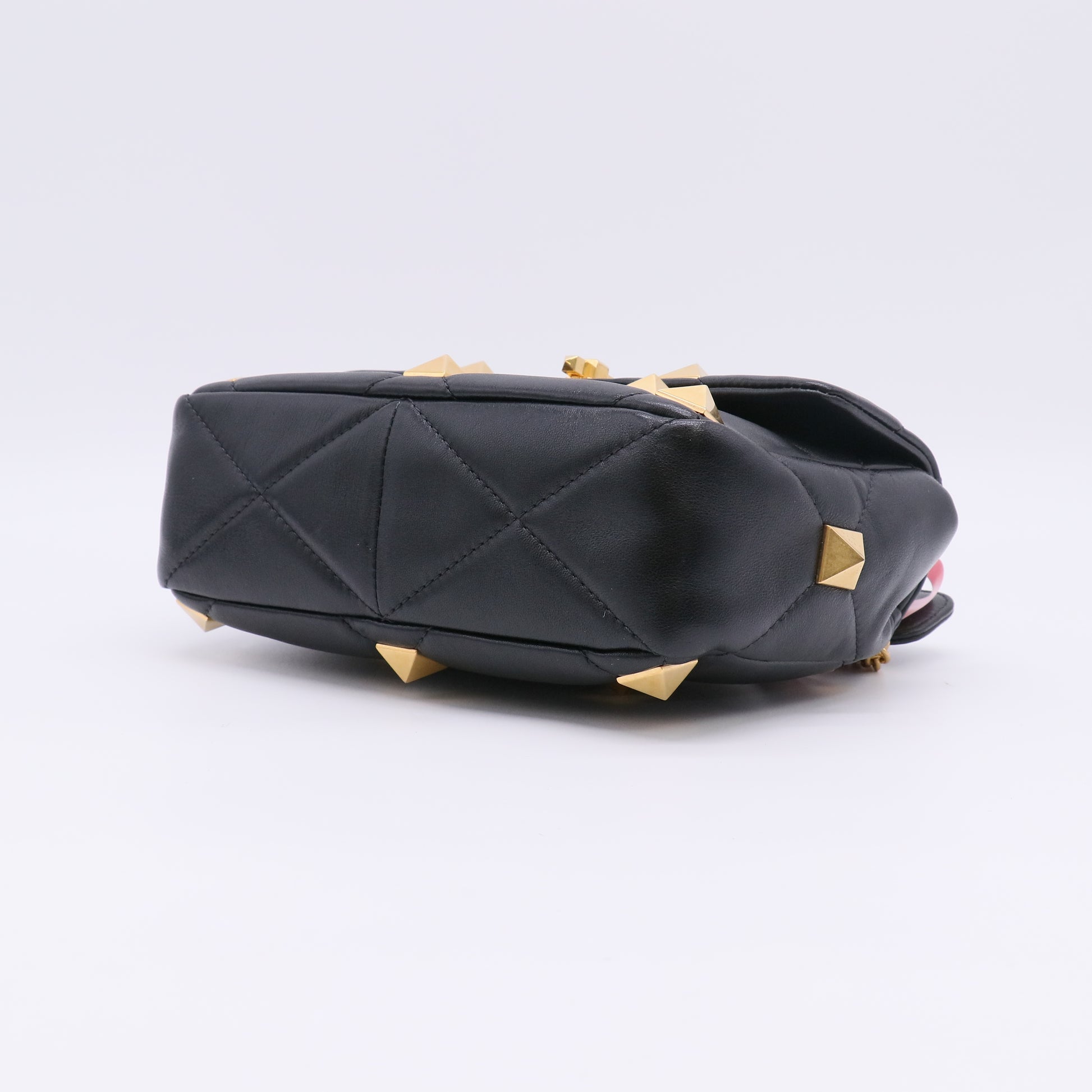 Valentino Garavani Nappa Large Roman Stud Shoulder Bag Black Twins LDJ5106