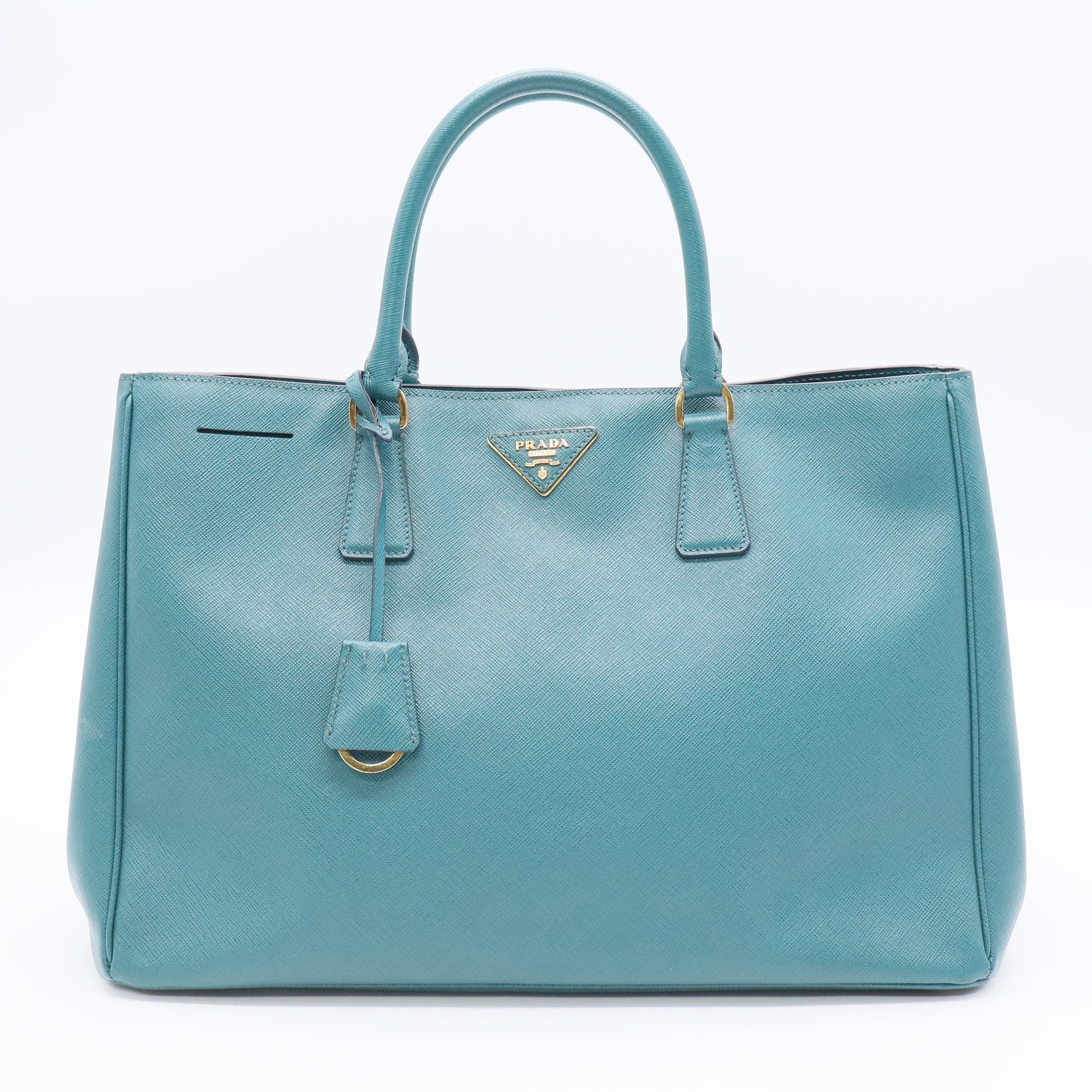 Blue Saffiano Lux Leather Medium Double Zip Tote Bag Twins B20459
