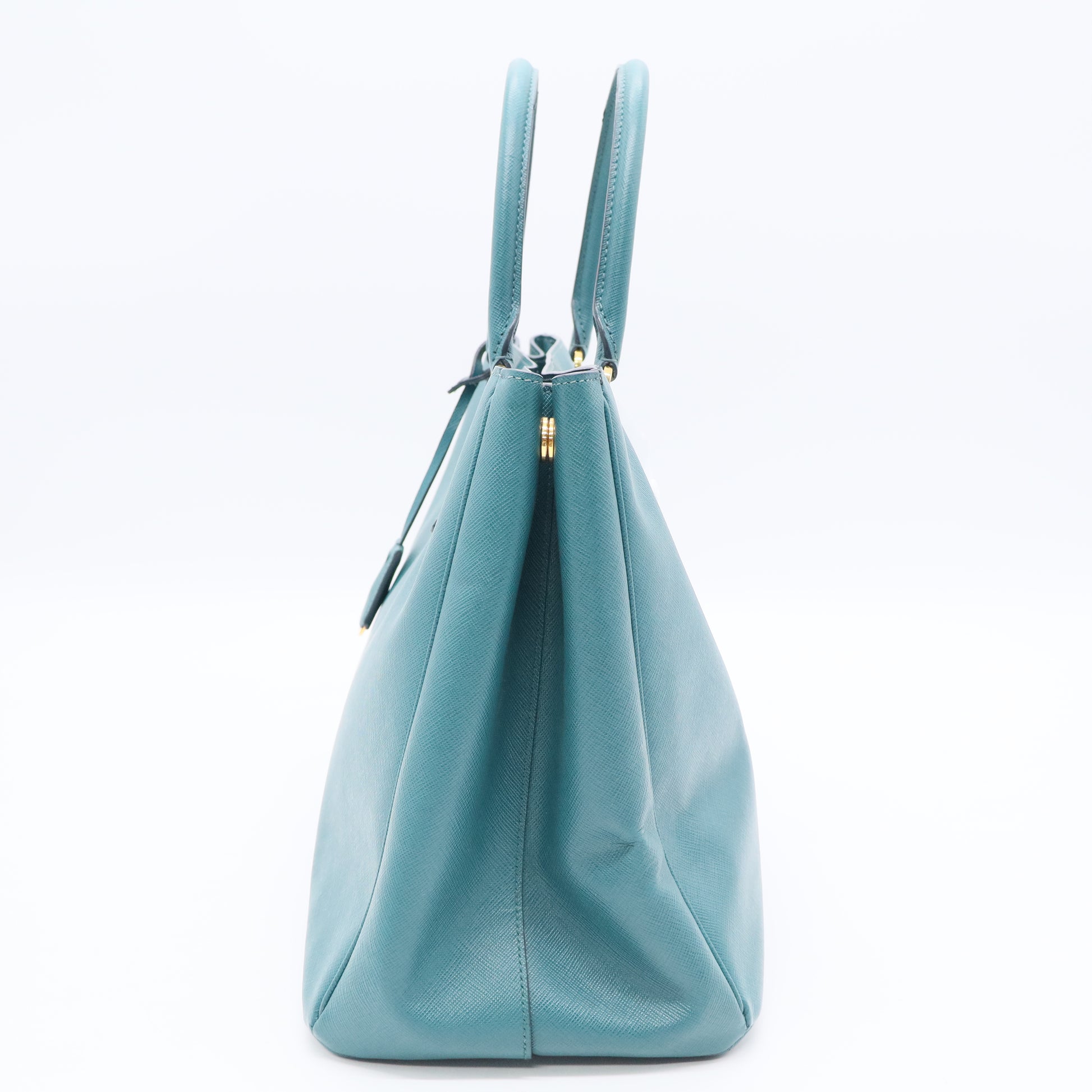 Blue Saffiano Lux Leather Medium Double Zip Tote Bag Twins B20459