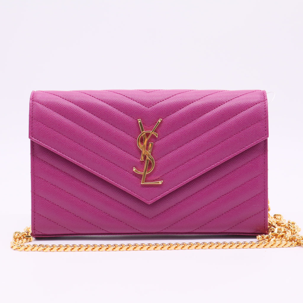 Classic Monogram Wallet on Chain Matelasse Chevron Leather Small twins