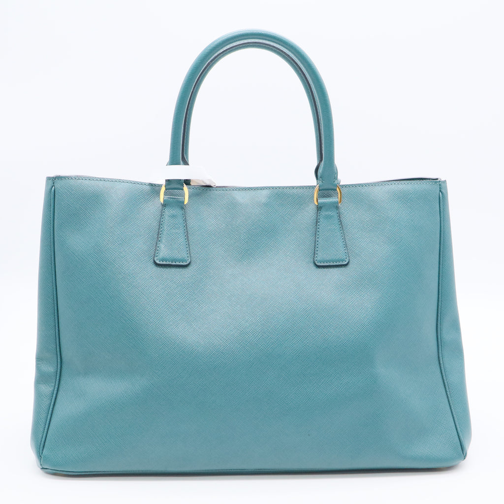 Blue Saffiano Lux Leather Medium Double Zip Tote Bag Twins B20459