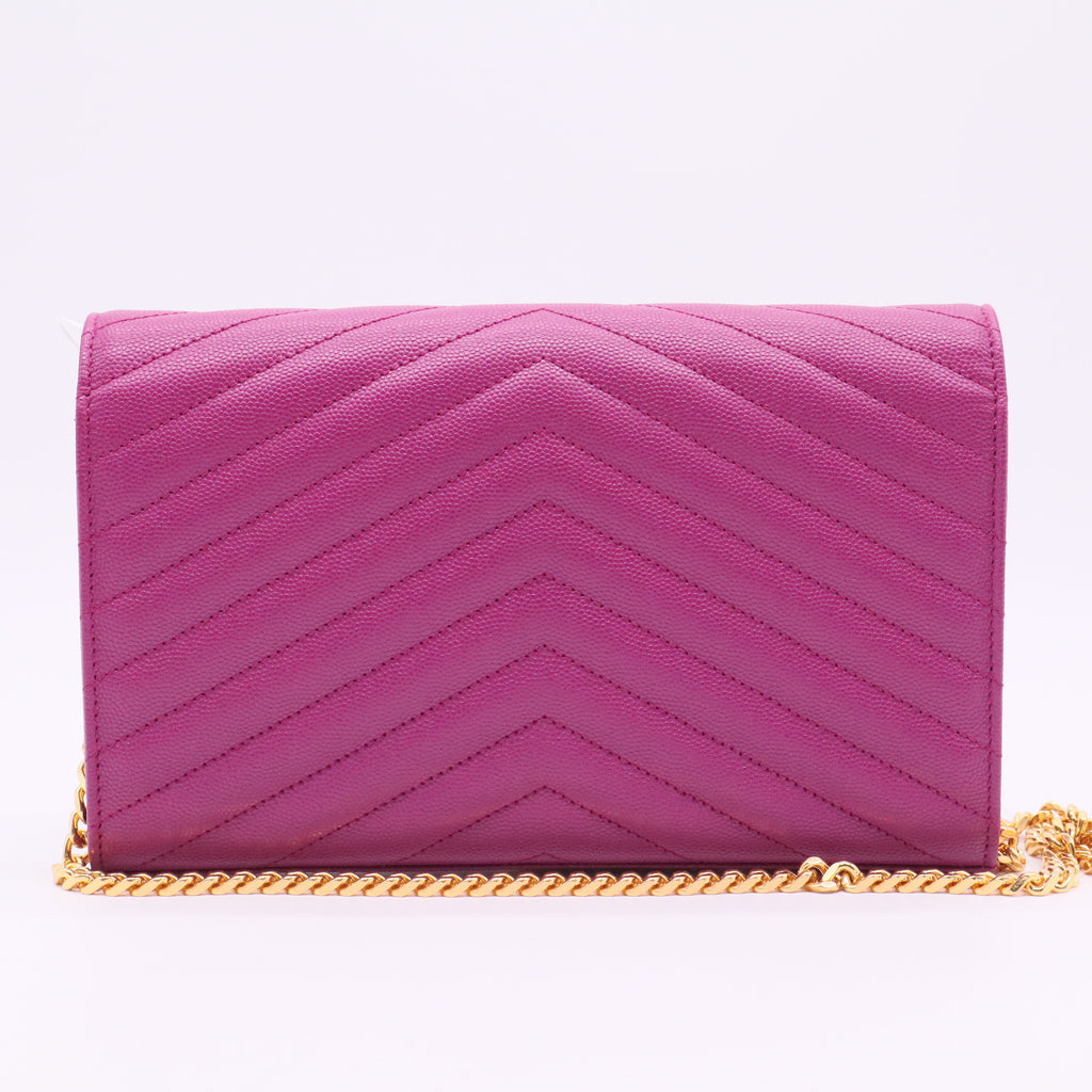 Classic Monogram Wallet on Chain Matelasse Chevron Leather Small twins